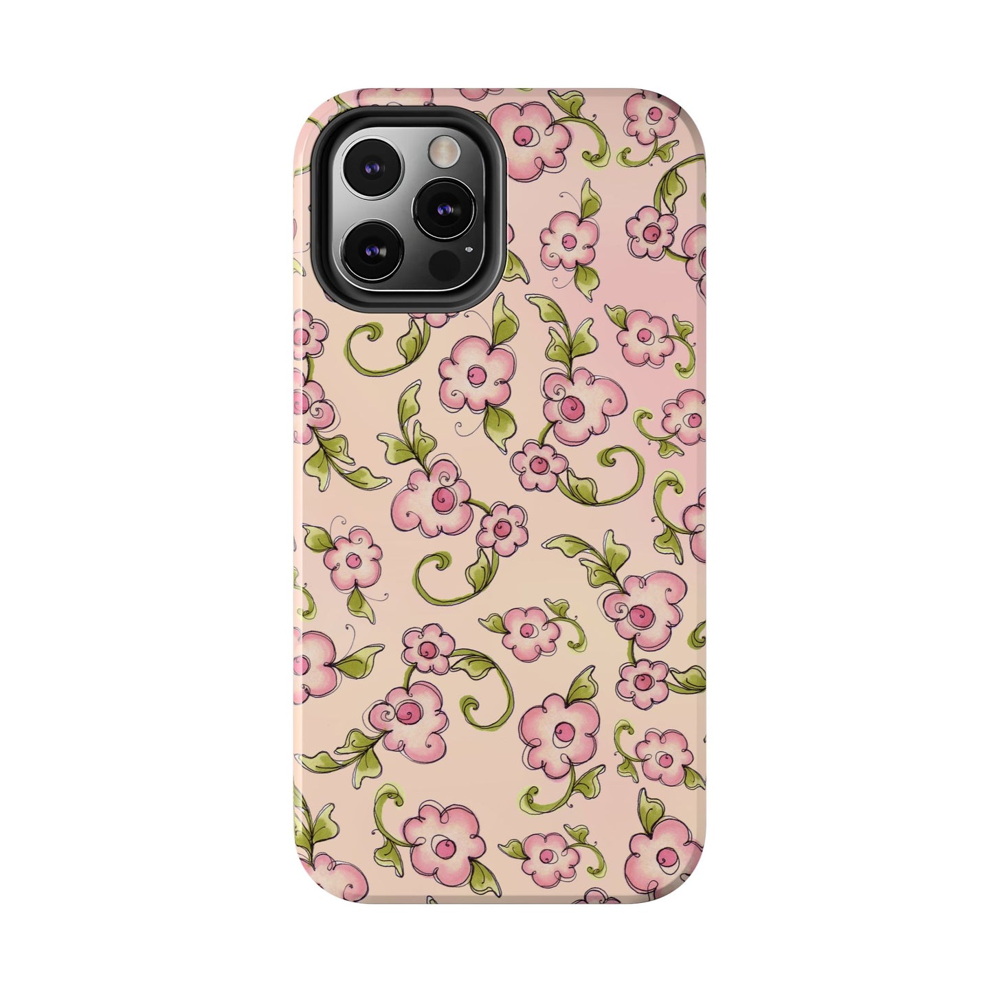 Scroll Daisies Peach / Peach Phone Case