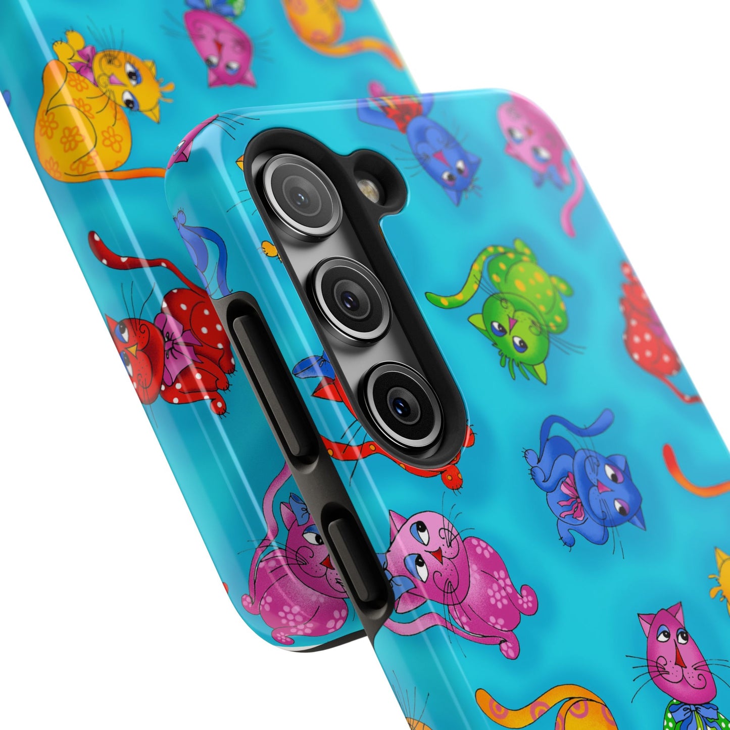 Tossed Cool Cats Turquoise Phone Case