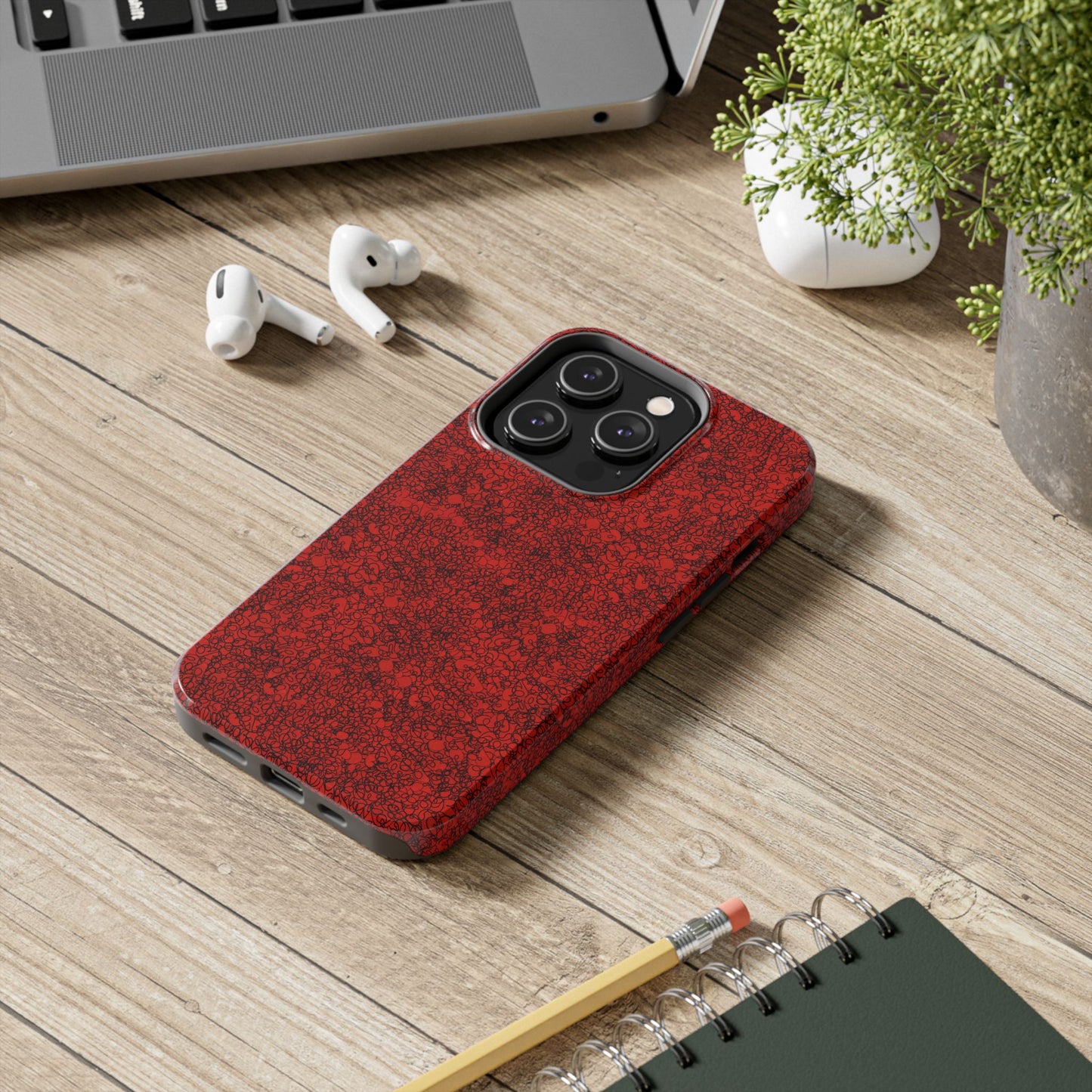Scribble Red / Black Phone Case