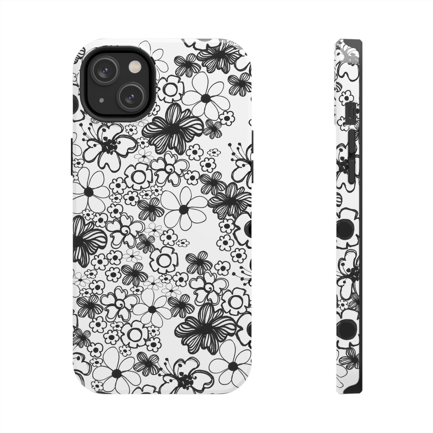 White and Black Flowers Phone Case