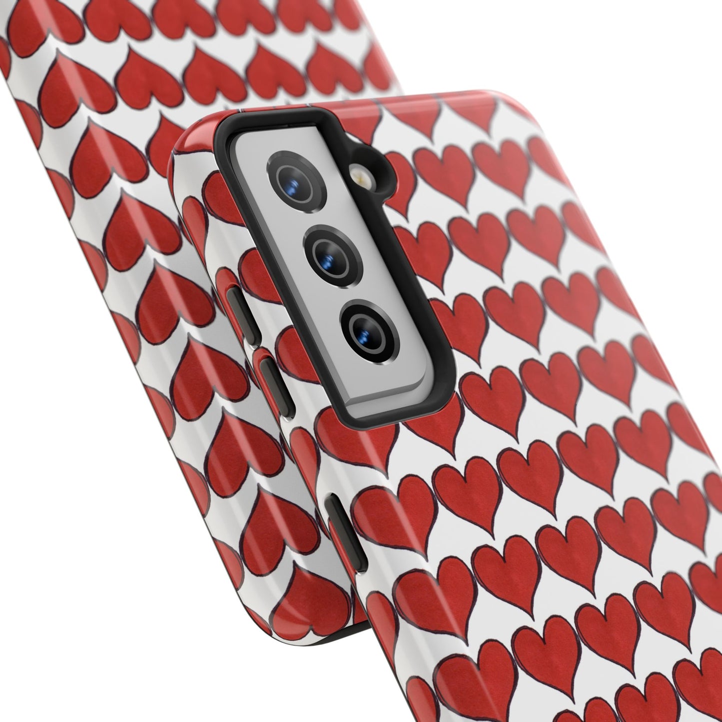 Heartbeats White / Red Phone Case