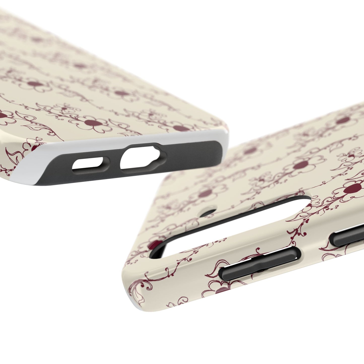 Diagonal Daisies Ivory / Red Phone Case