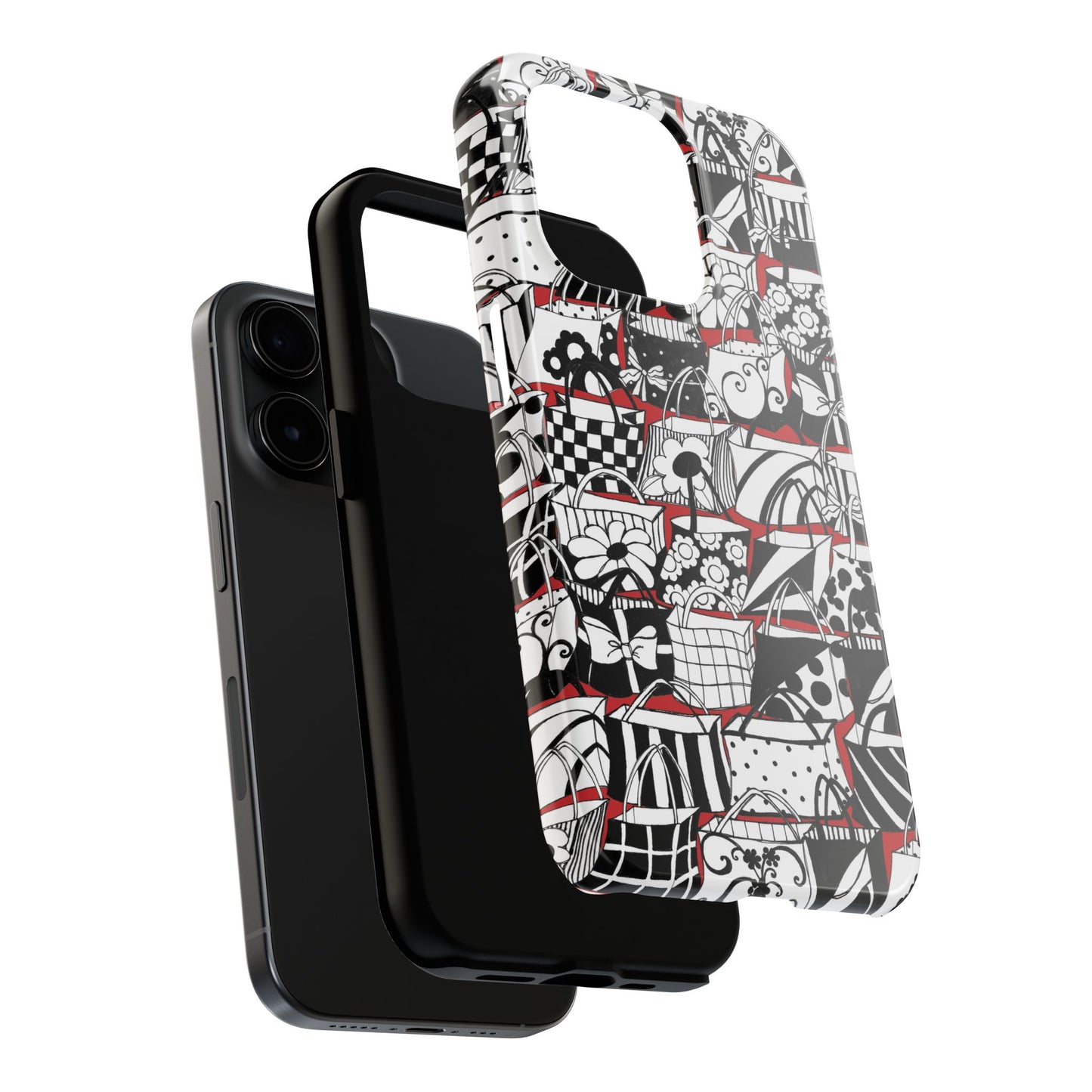 Totally Black, White & Red Phone Case