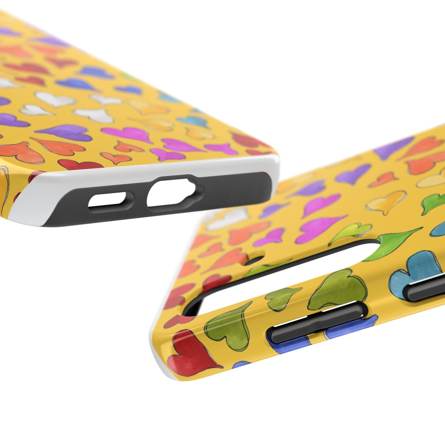 Happy Hearts Yellow Phone Case