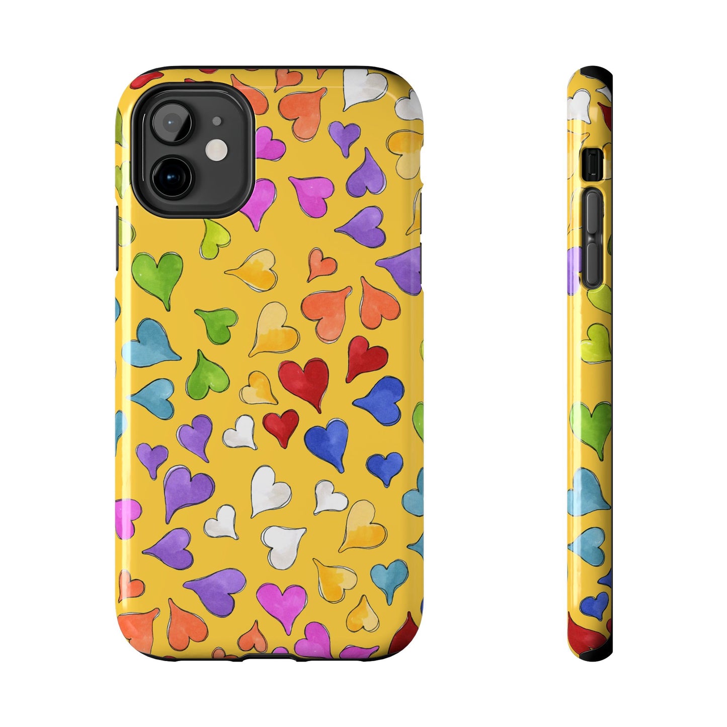 Happy Hearts Yellow Phone Case