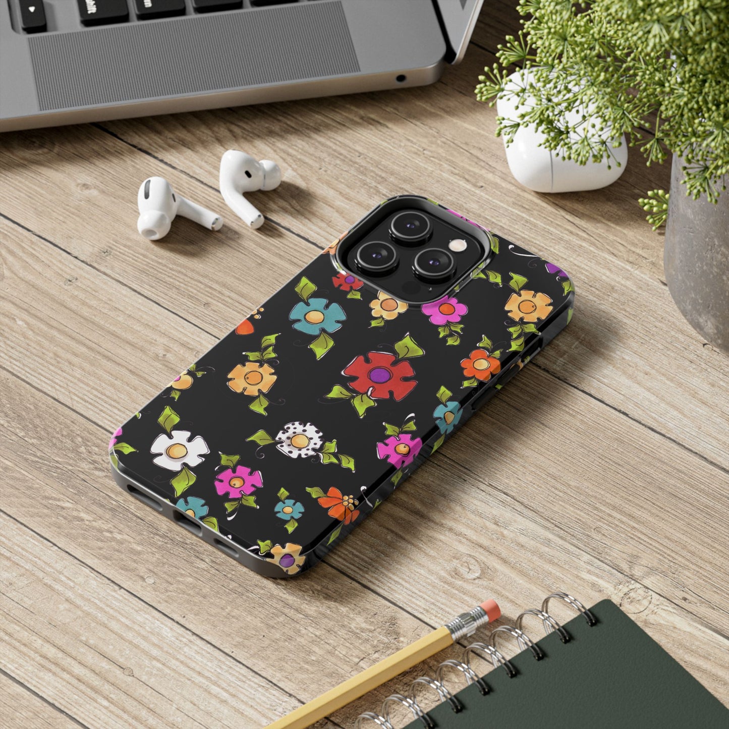 Dog Blooms Black Phone Case