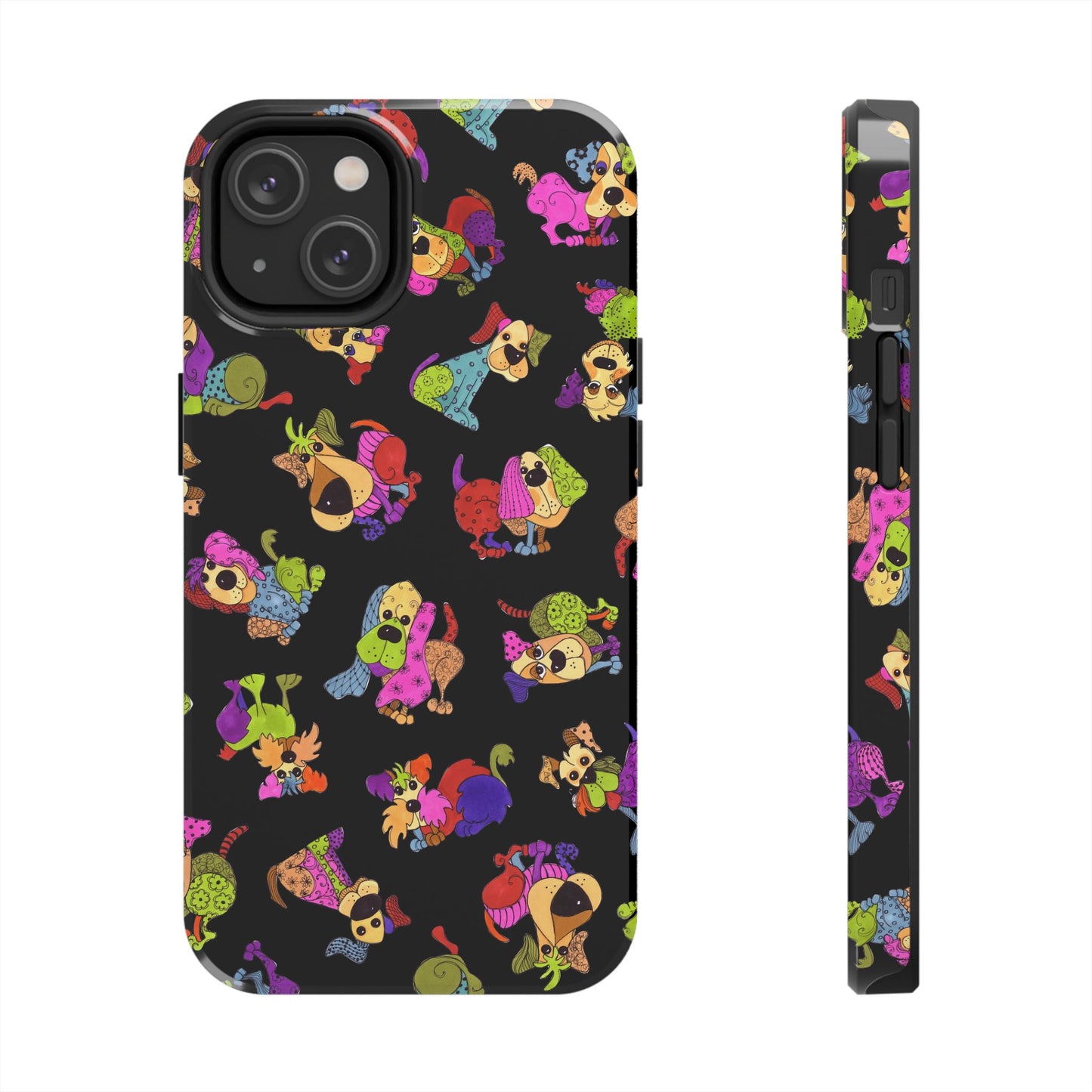 Tossed Happy Dogs Black Phone Case