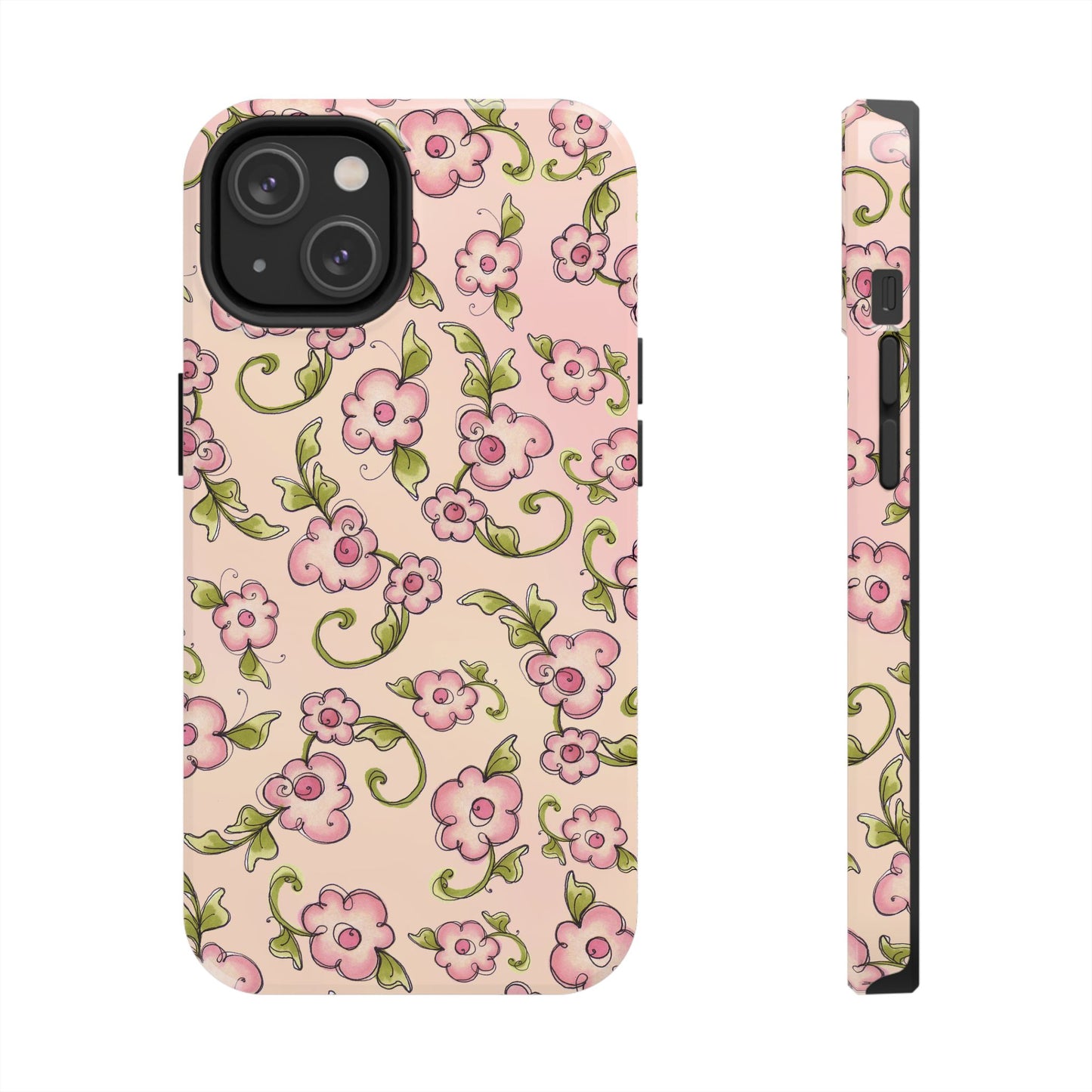 Scroll Daisies Peach / Peach Phone Case