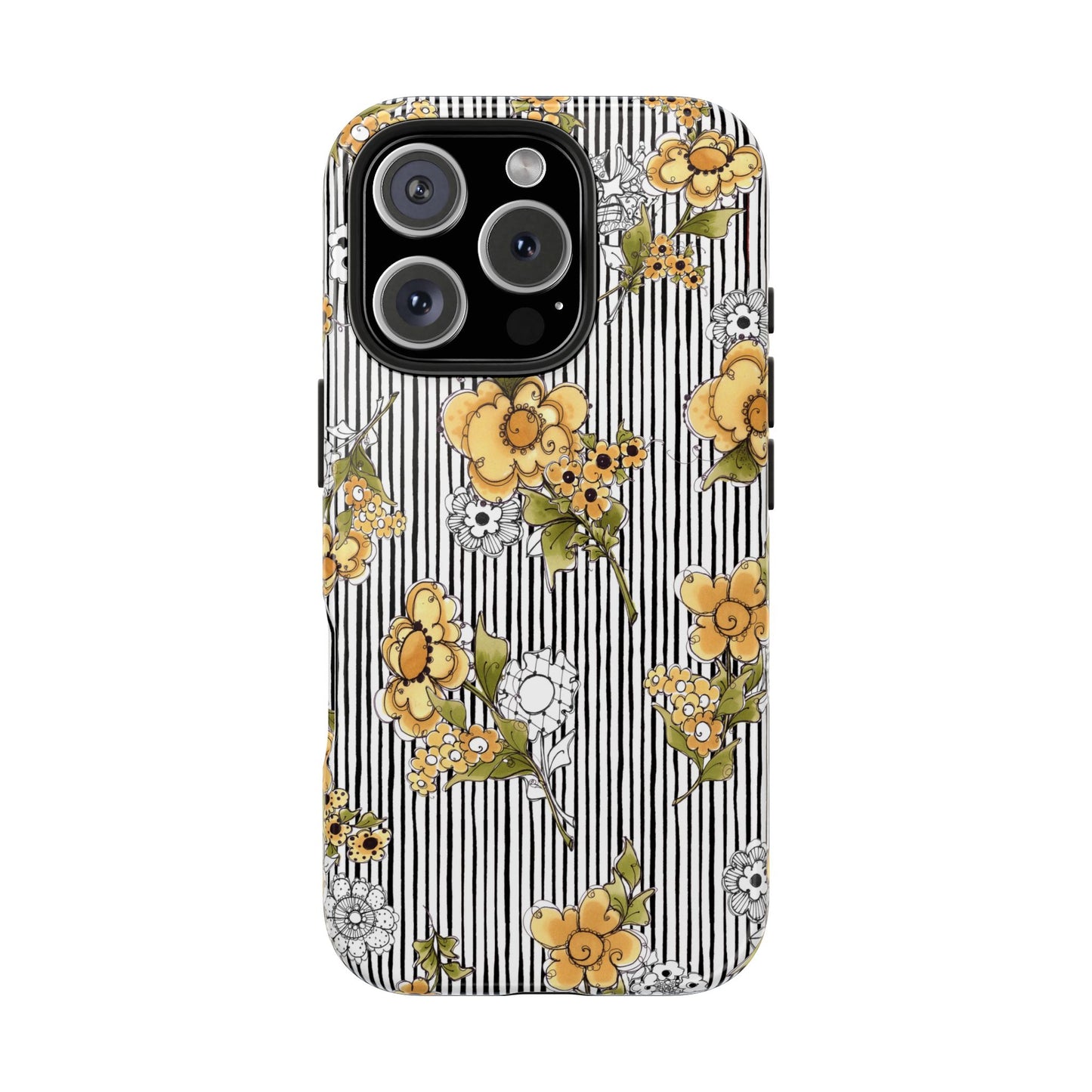 Bee Floral White / Black Phone Case