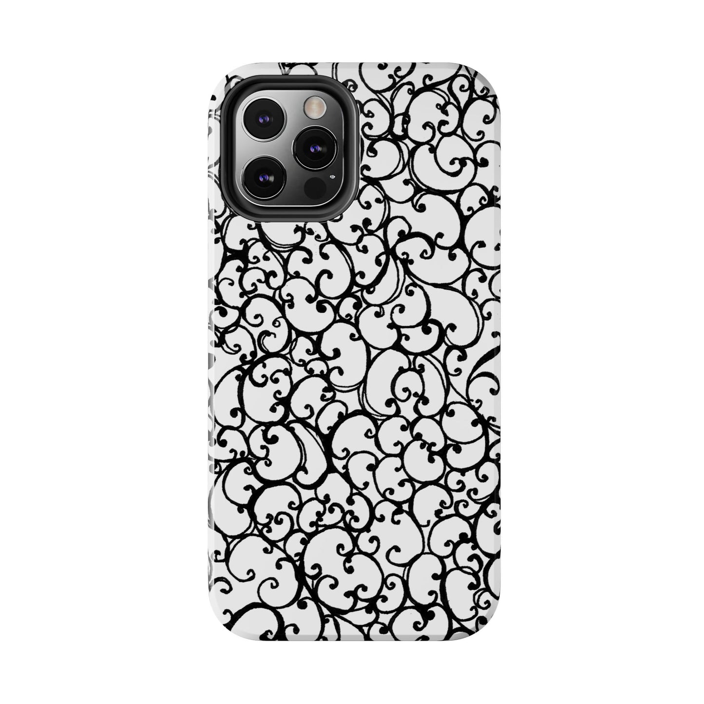 Scrollie White / Black Phone Case