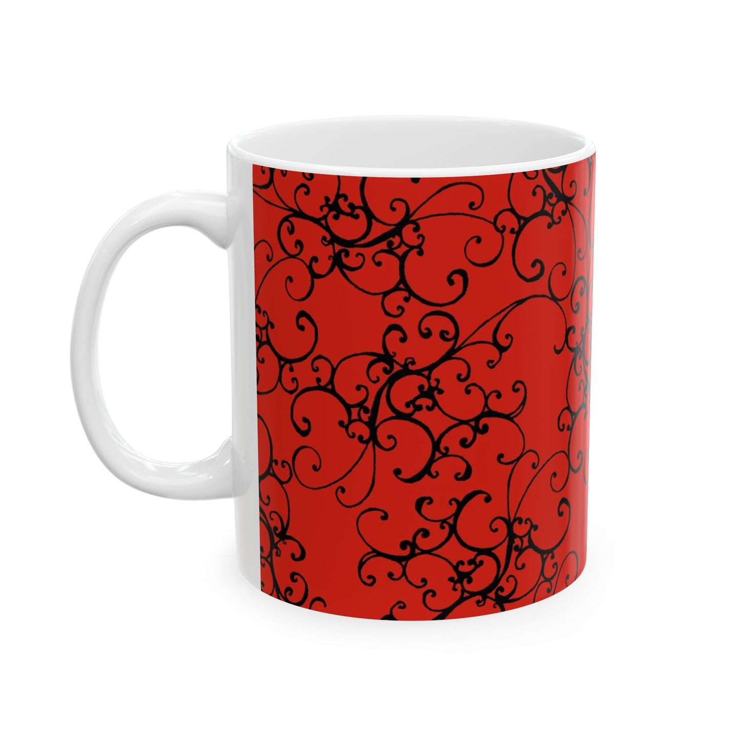 Elegant Scroll Red / Black Cup