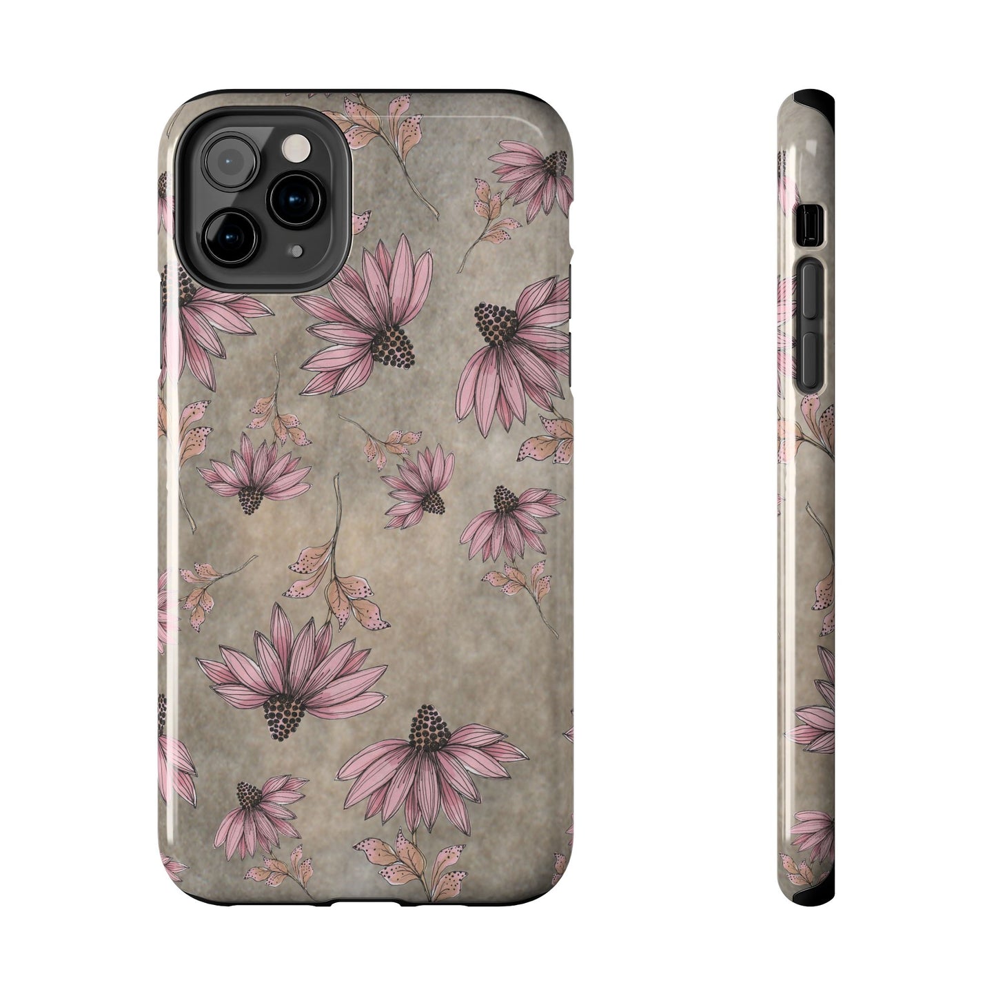 Wild Cone Flowers Taupe Marble Phone Case