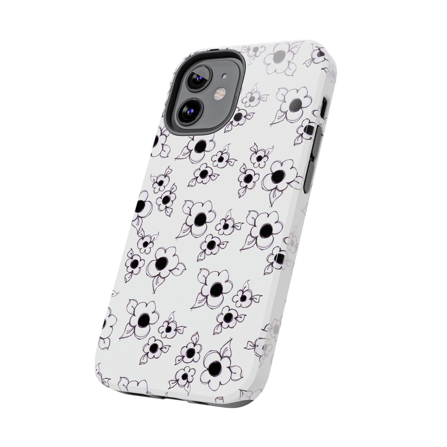 Daisy Cluster White / Black Phone Case
