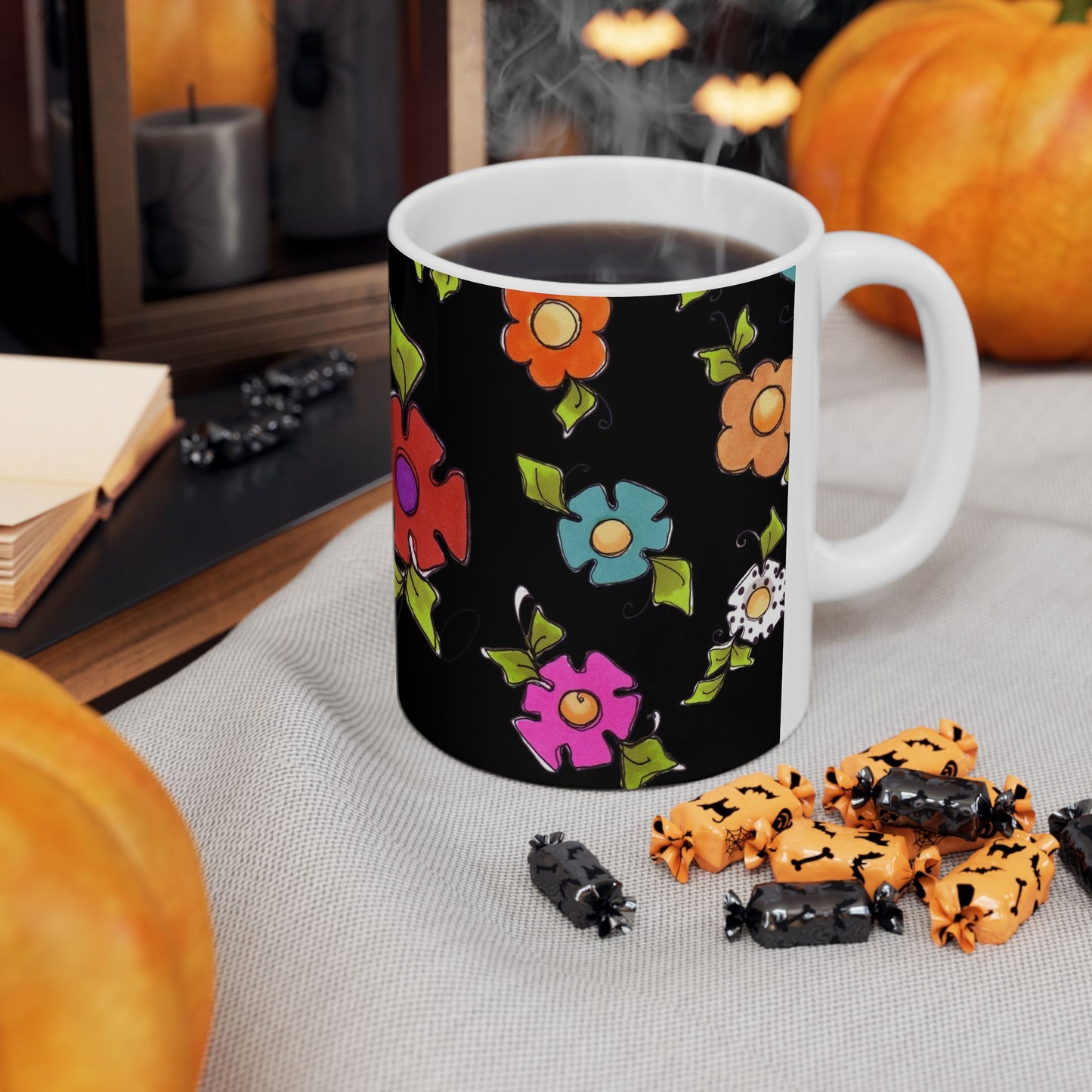 Dog Blooms Black Cup