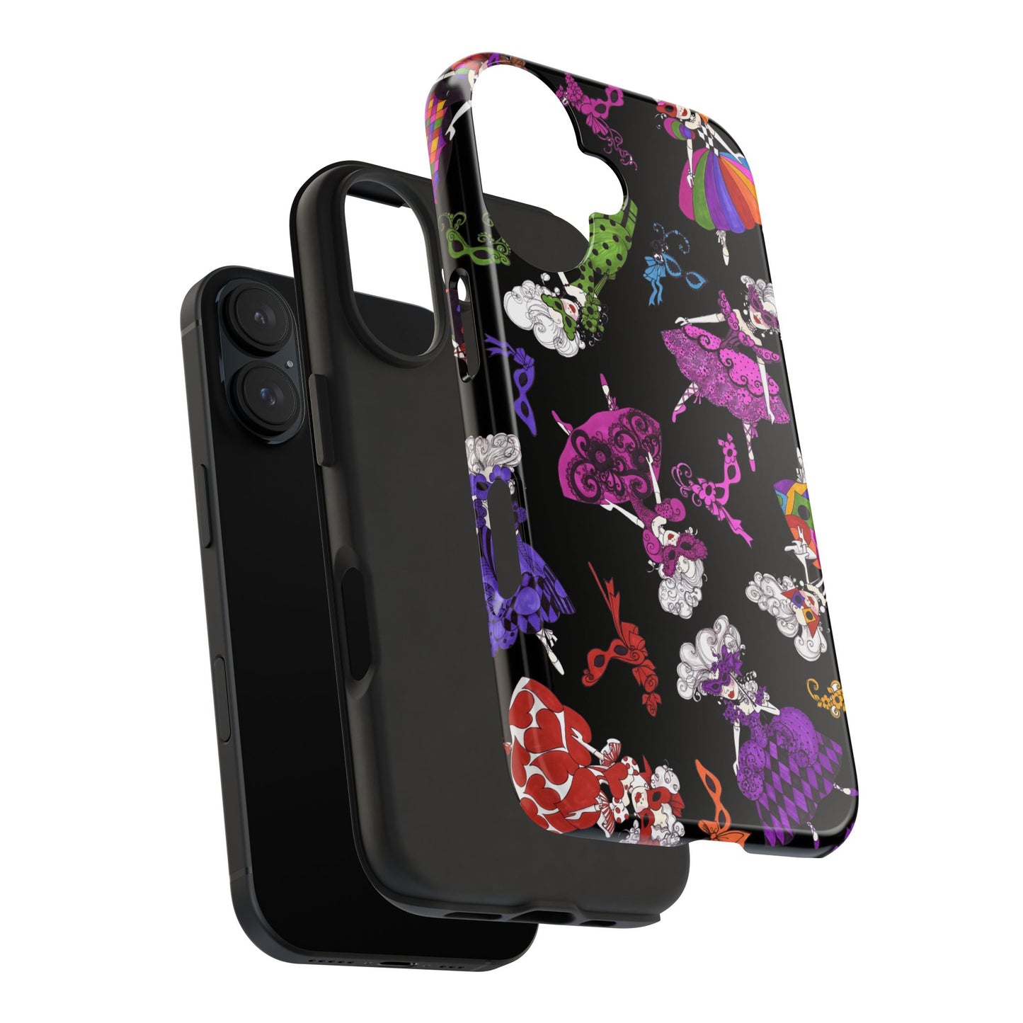 Tossed Masquerade Ladies Black Phone Case