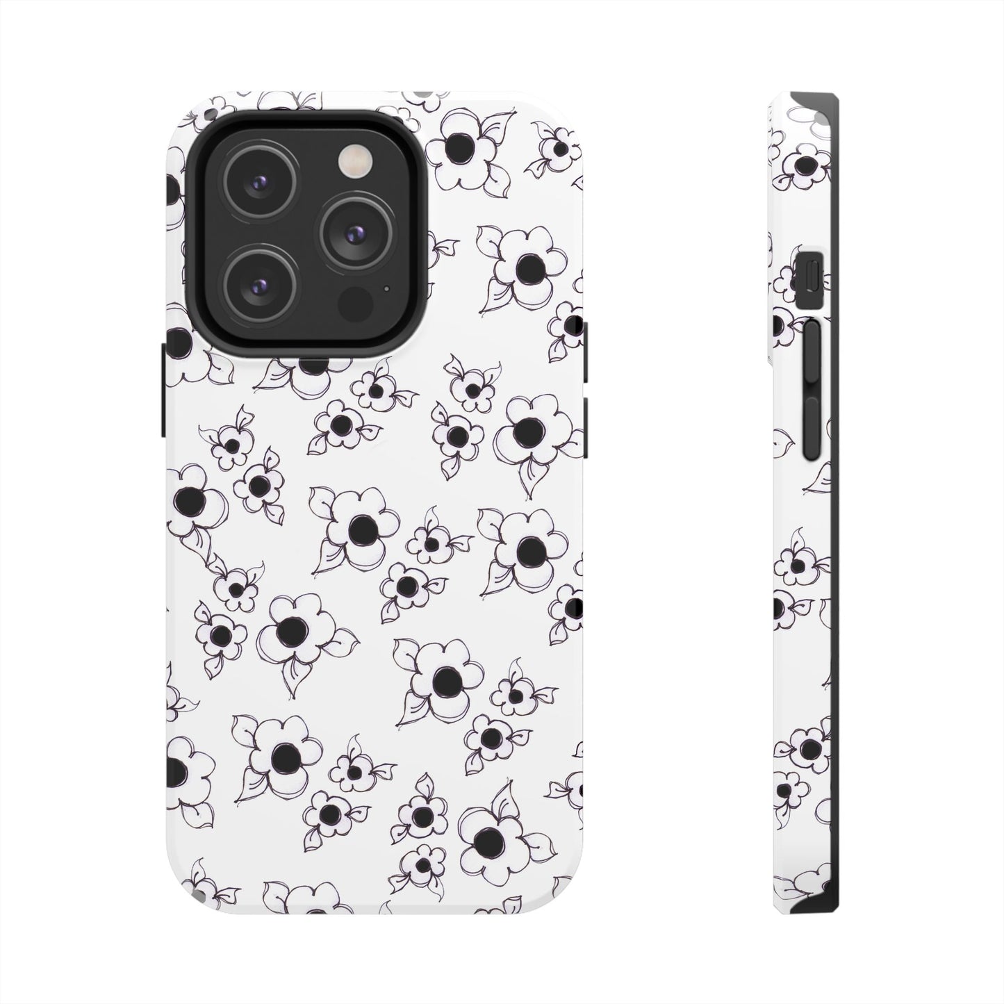 Daisy Cluster White / Black Phone Case
