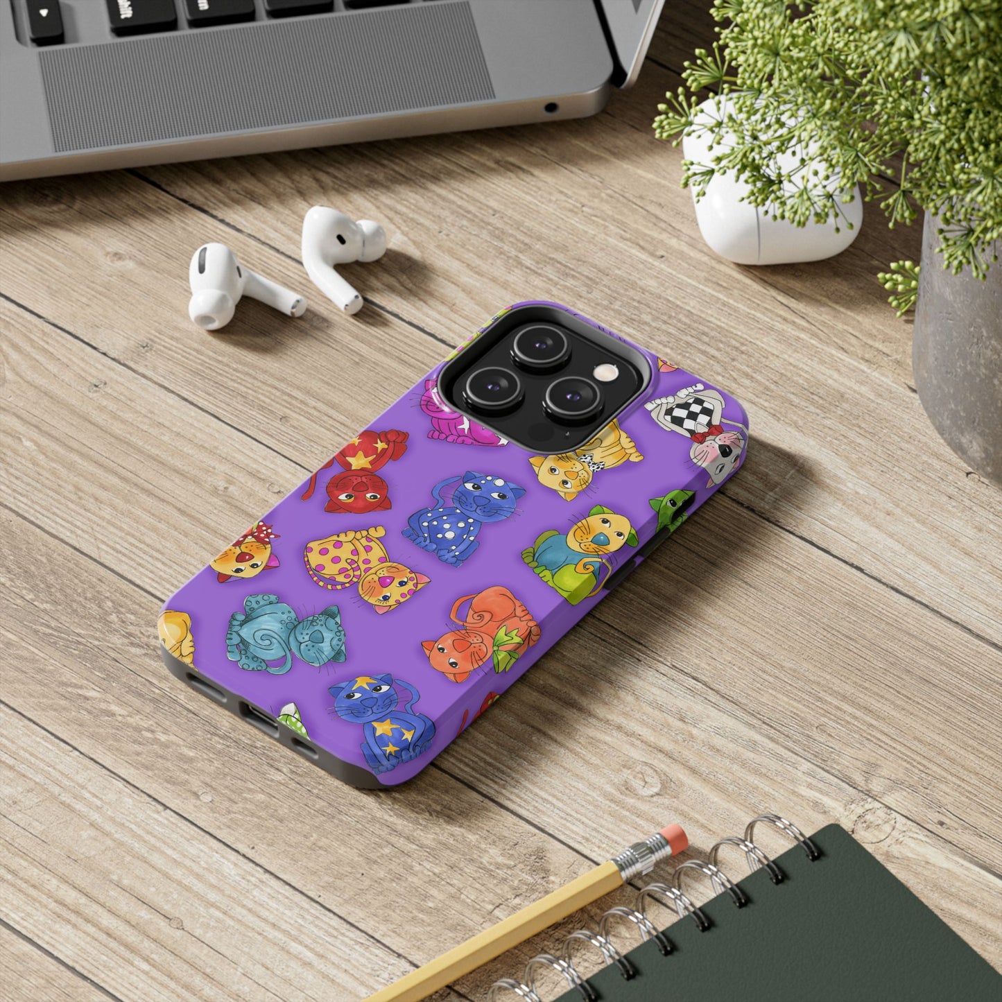 Tossed Happy Cats Purple Phone Case
