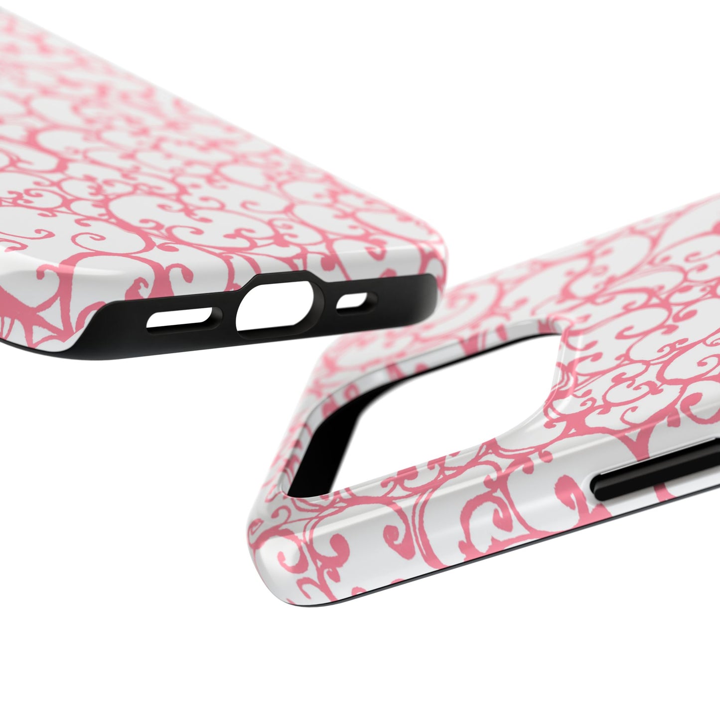 Scrollie White / Pink Phone Case