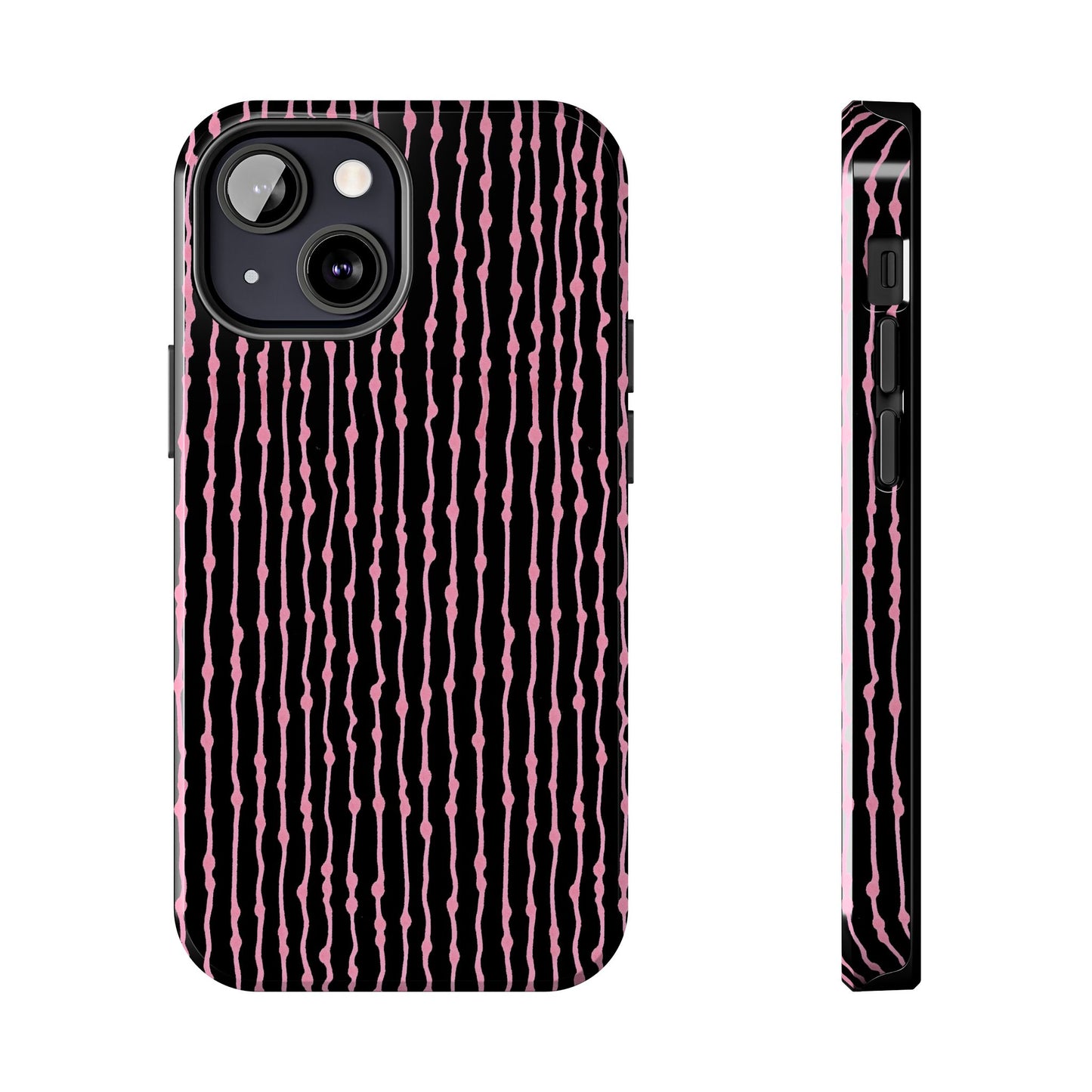 Faux Seersucker Black / Pink Phone Case