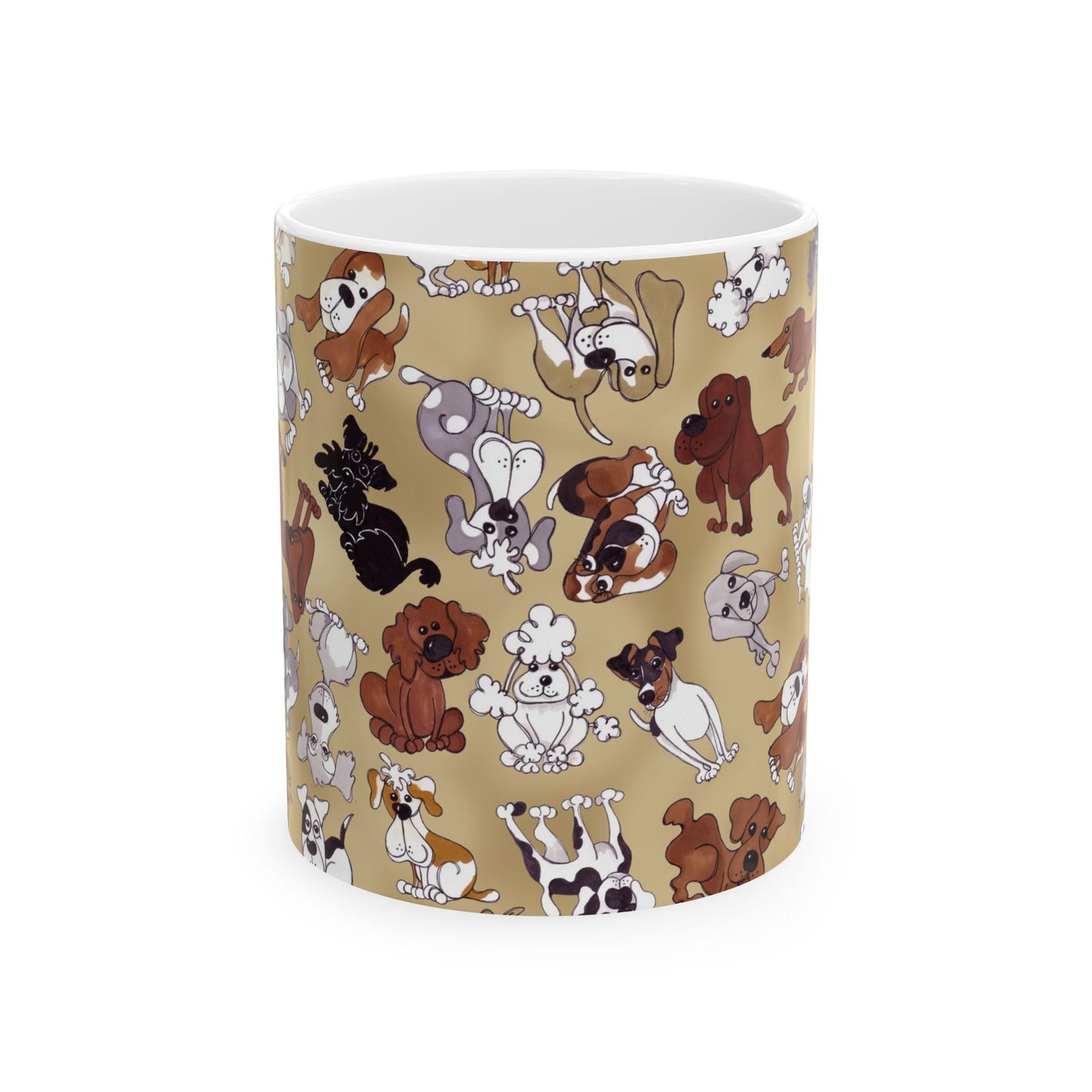 Tossed Doggies Tan Cup