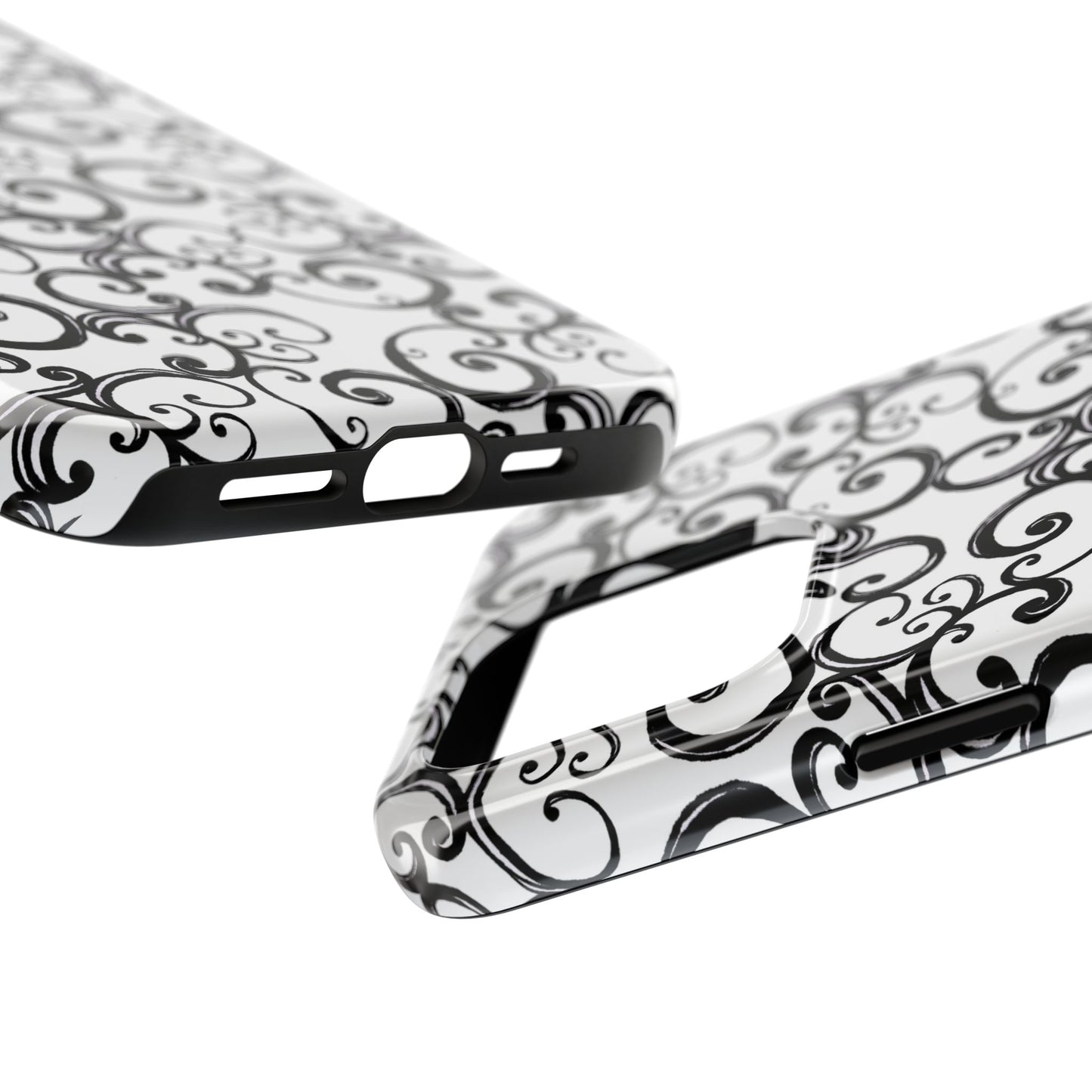 Curls White / Black Phone Case