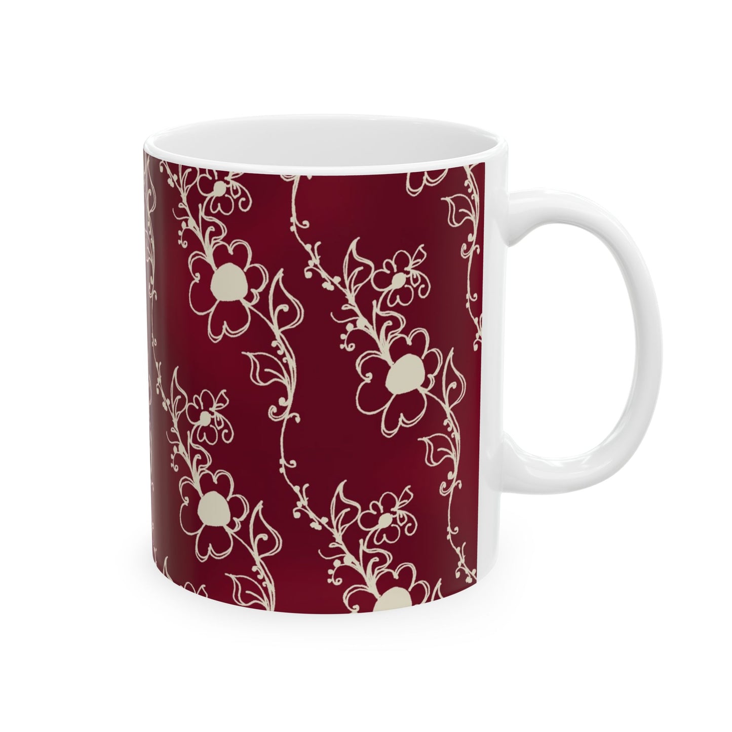 Diagonal Daisies Red / Ivory Cup