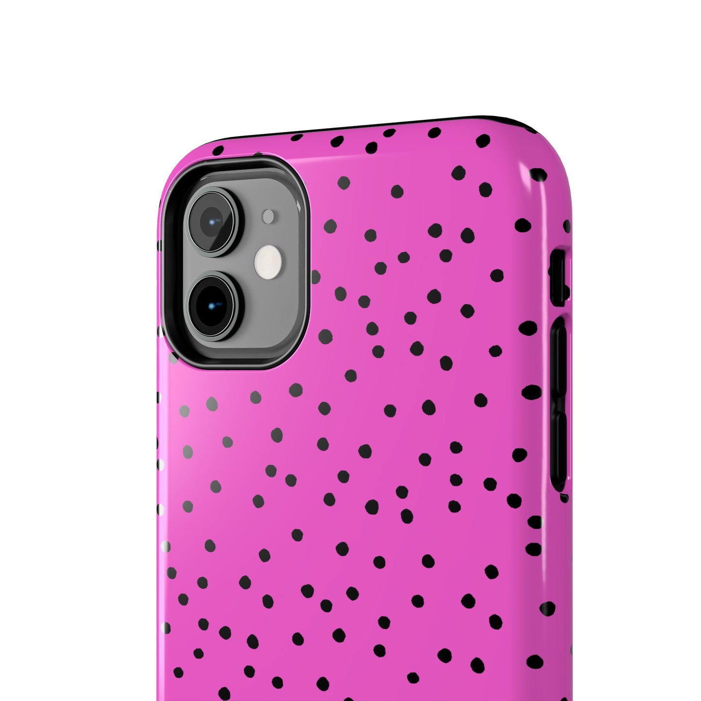 Dinky Dots Cerise / Black Phone Case