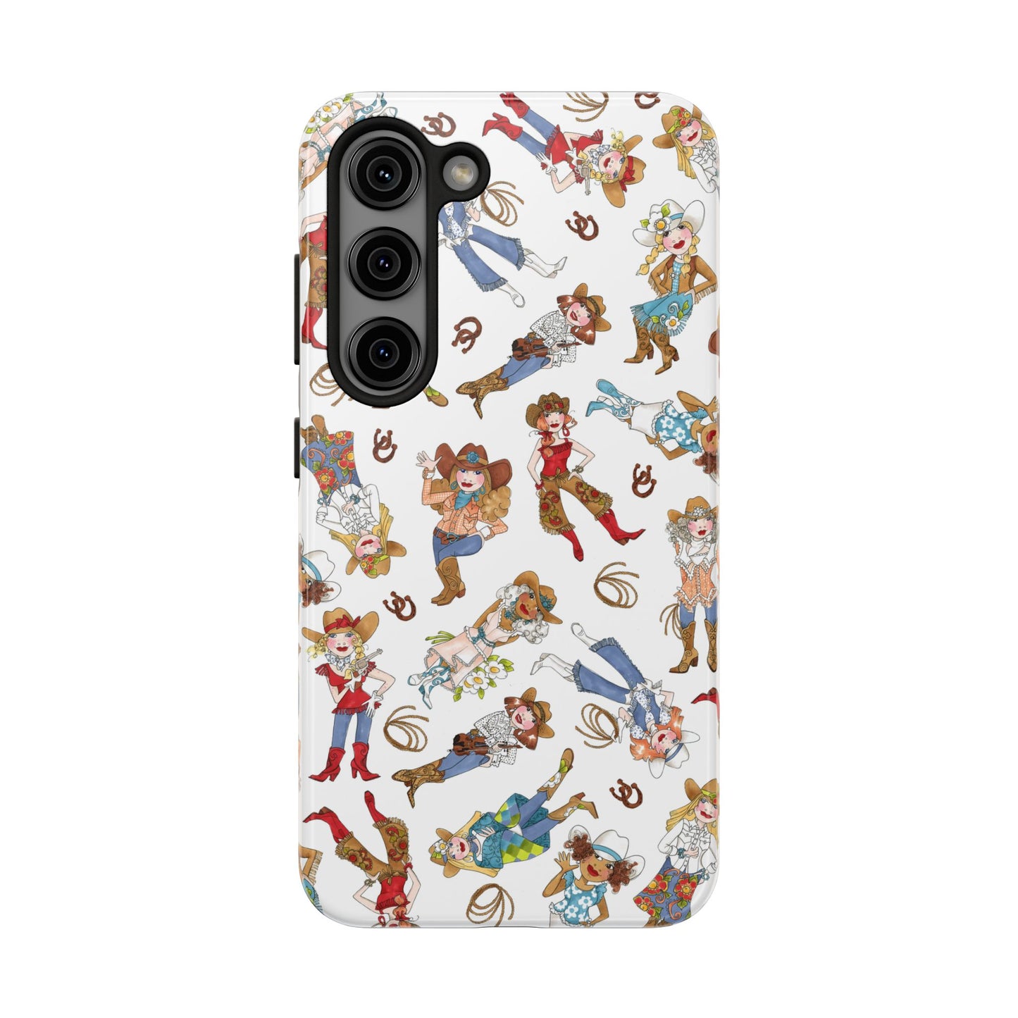 Tossed Cowgirls White Phone Case