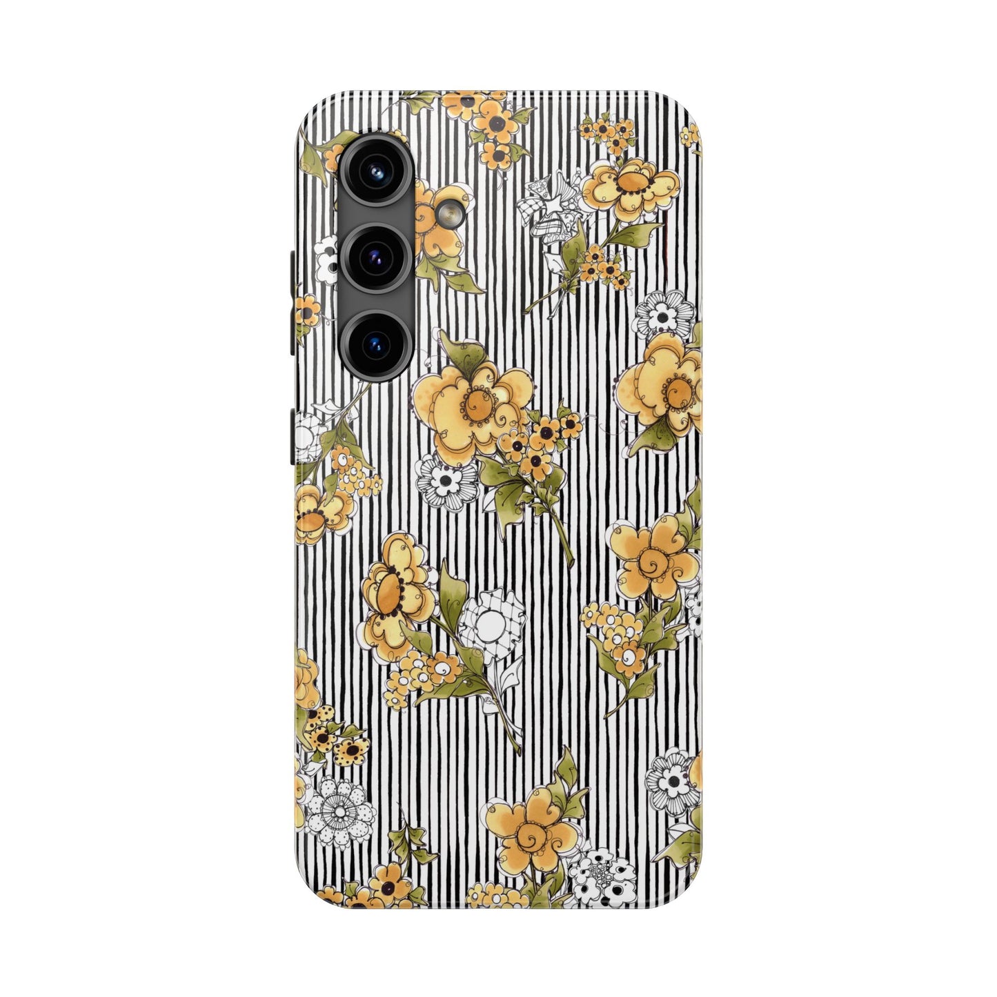 Bee Floral White / Black Phone Case
