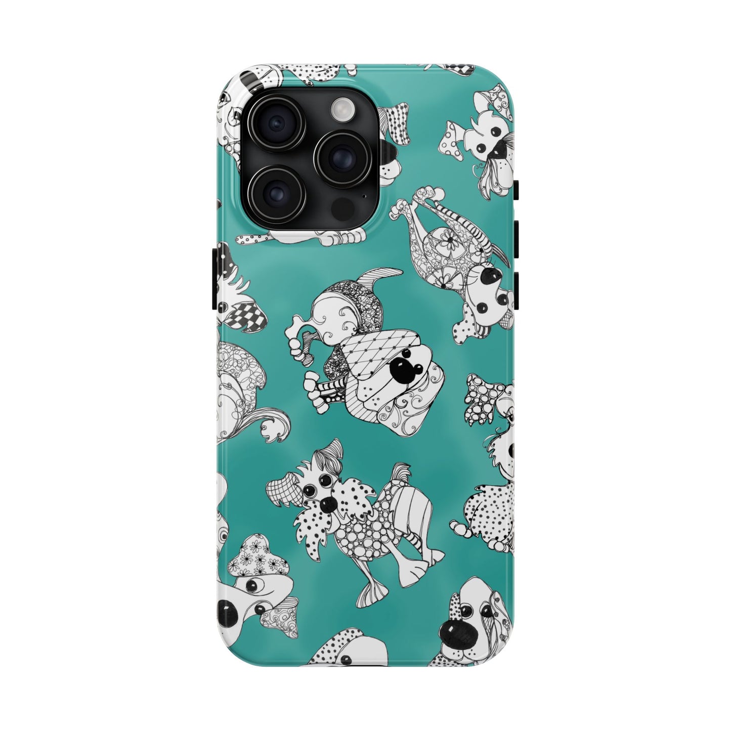 Doodle Dogs Turquoise Phone Case