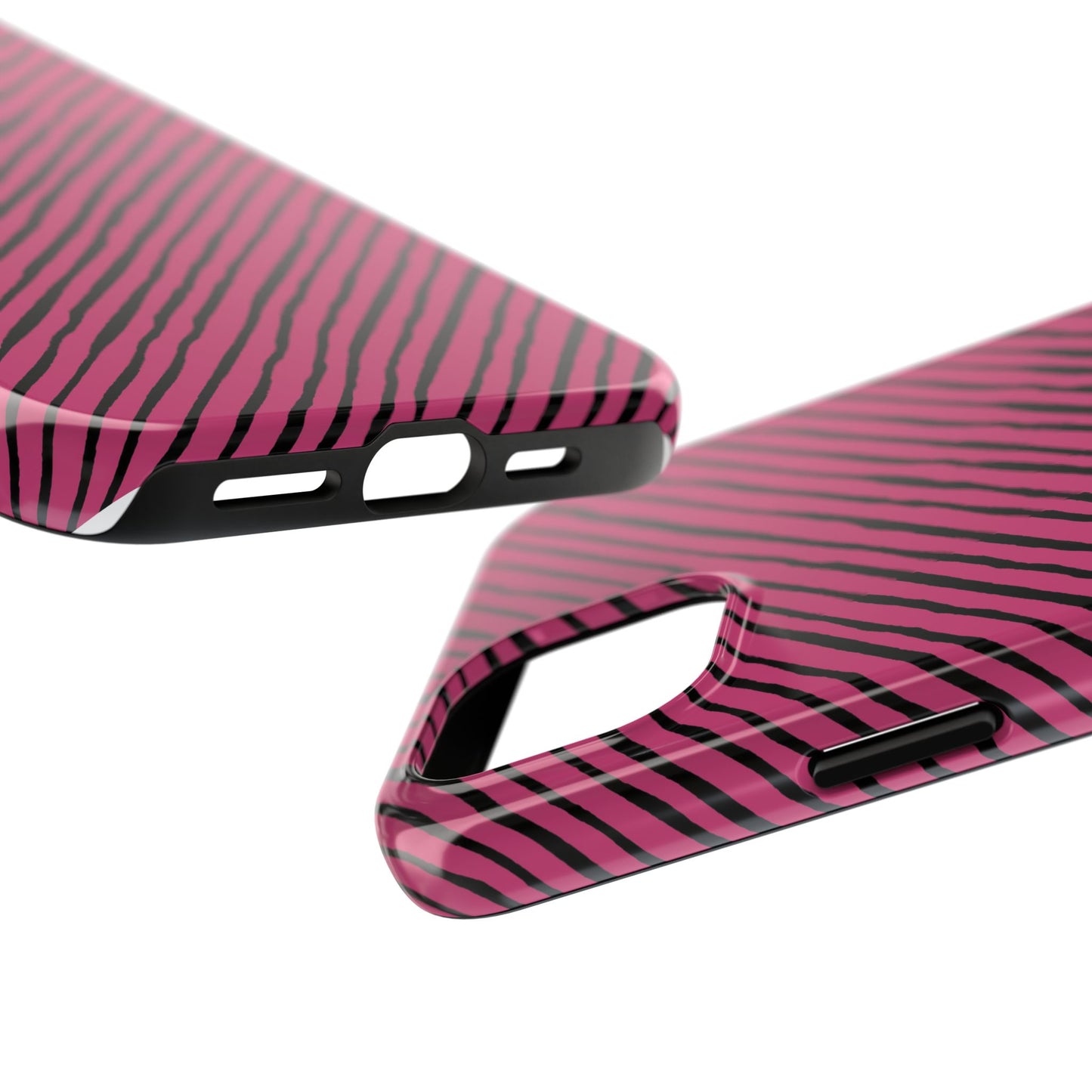 Quirky Bias Stripe Magenta / Black Phone Case