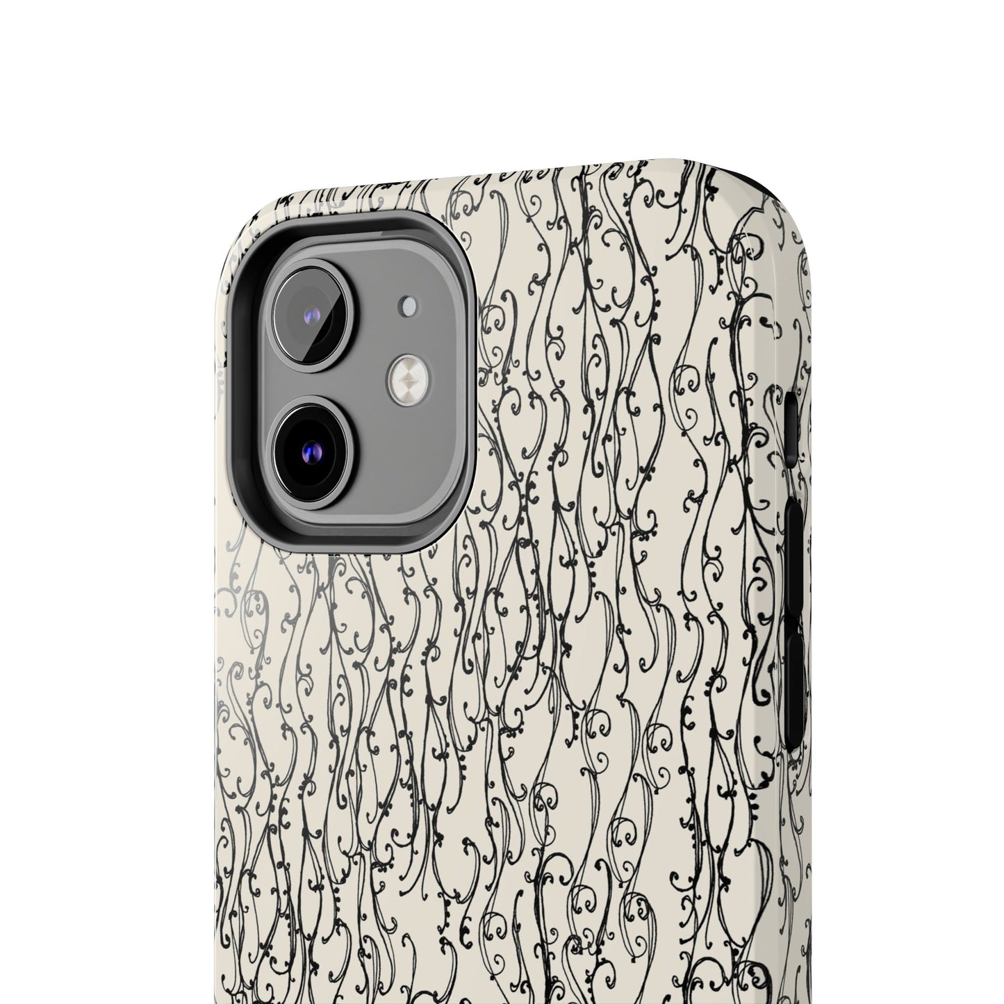 Swan Scroll Ivory / Black Phone Case