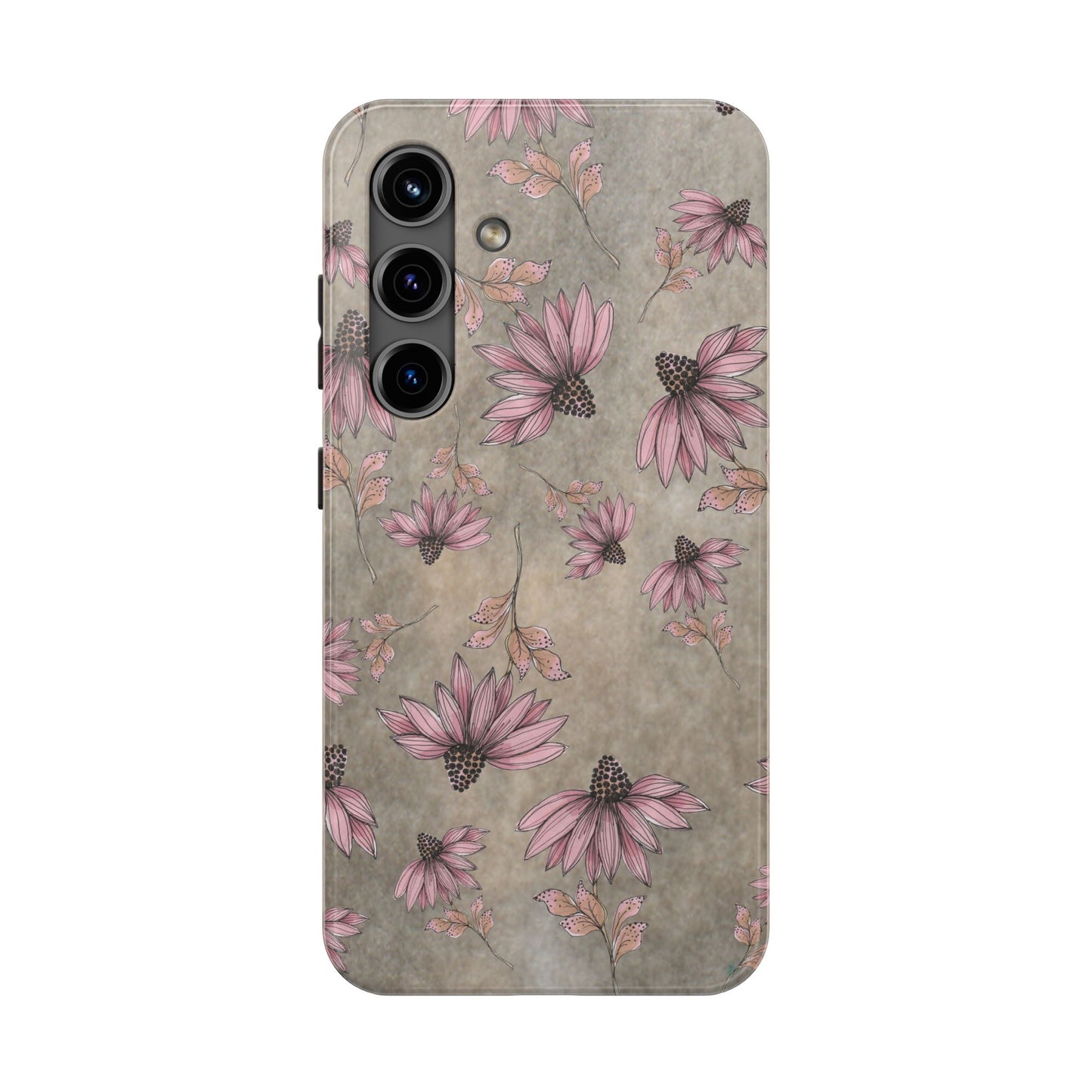 Wild Cone Flowers Taupe Marble Phone Case