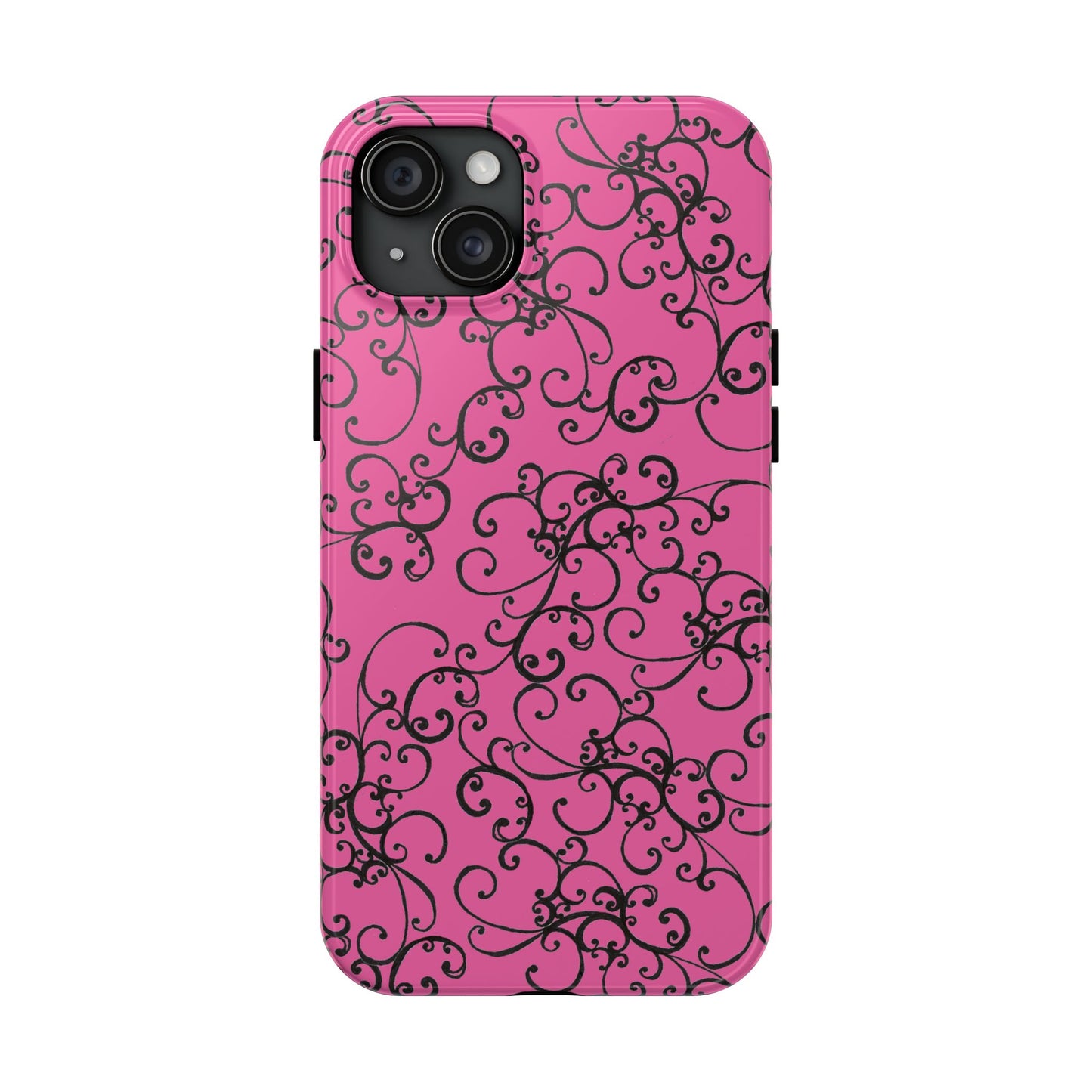 Elegant Scroll Pink / Black Phone Case