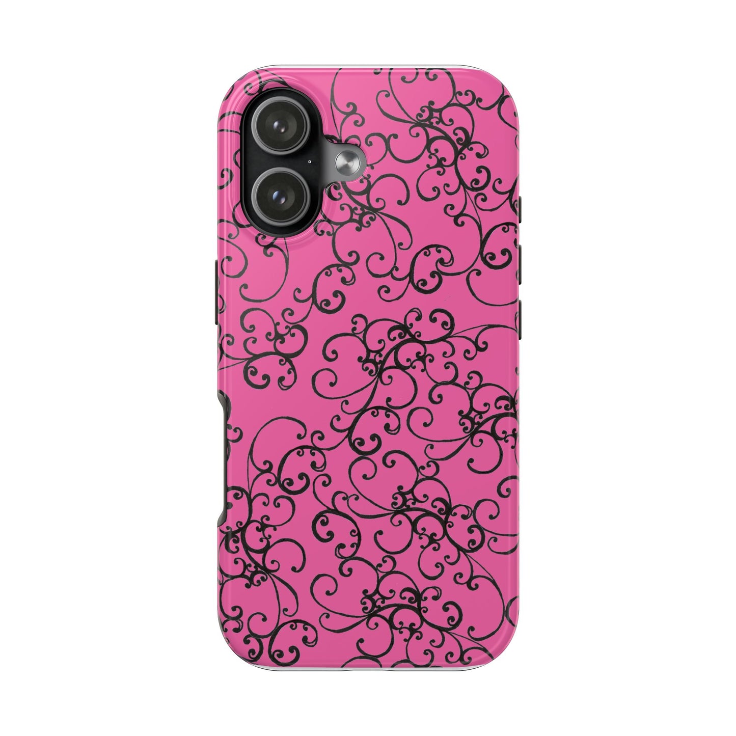 Elegant Scroll Pink / Black Phone Case
