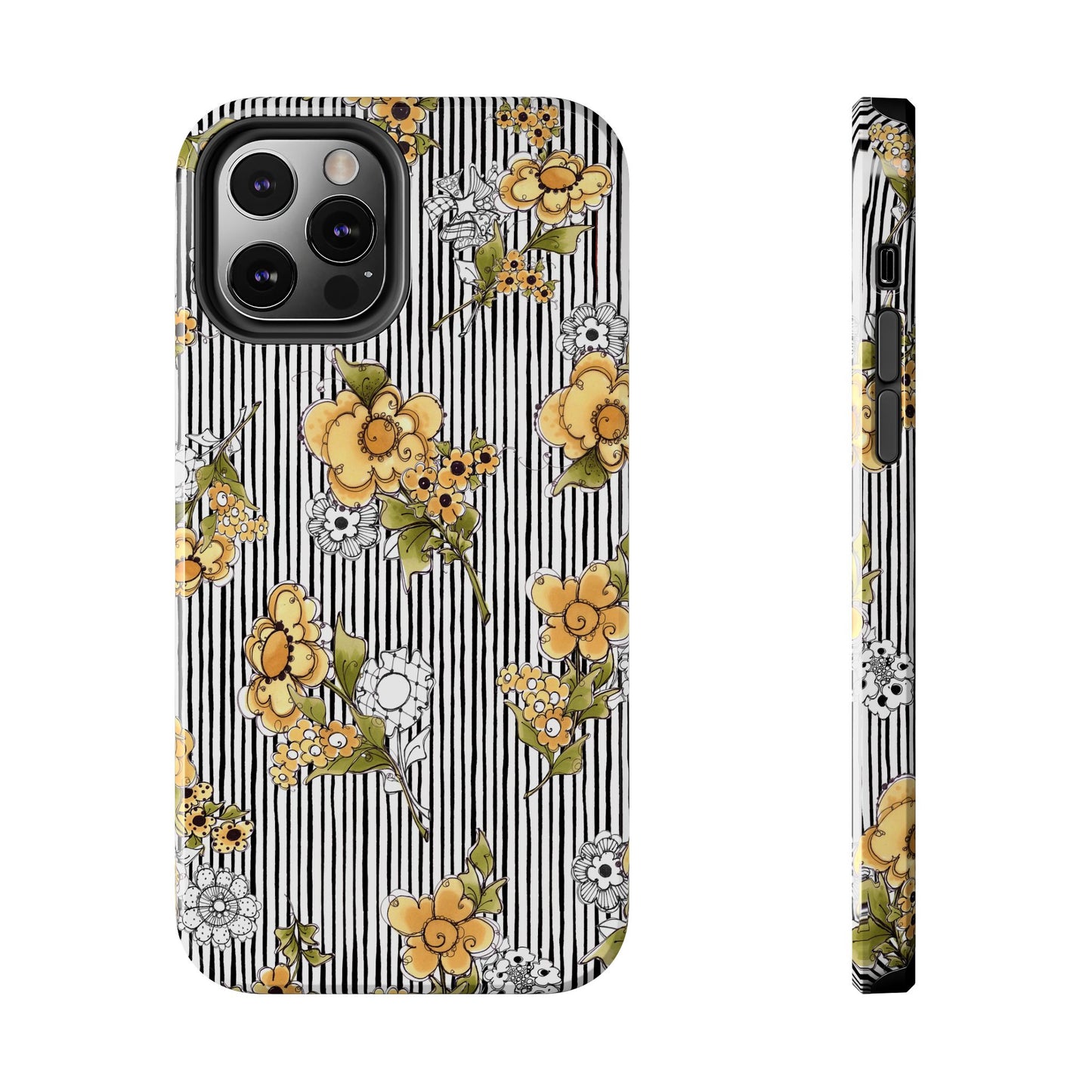 Bee Floral White / Black Phone Case