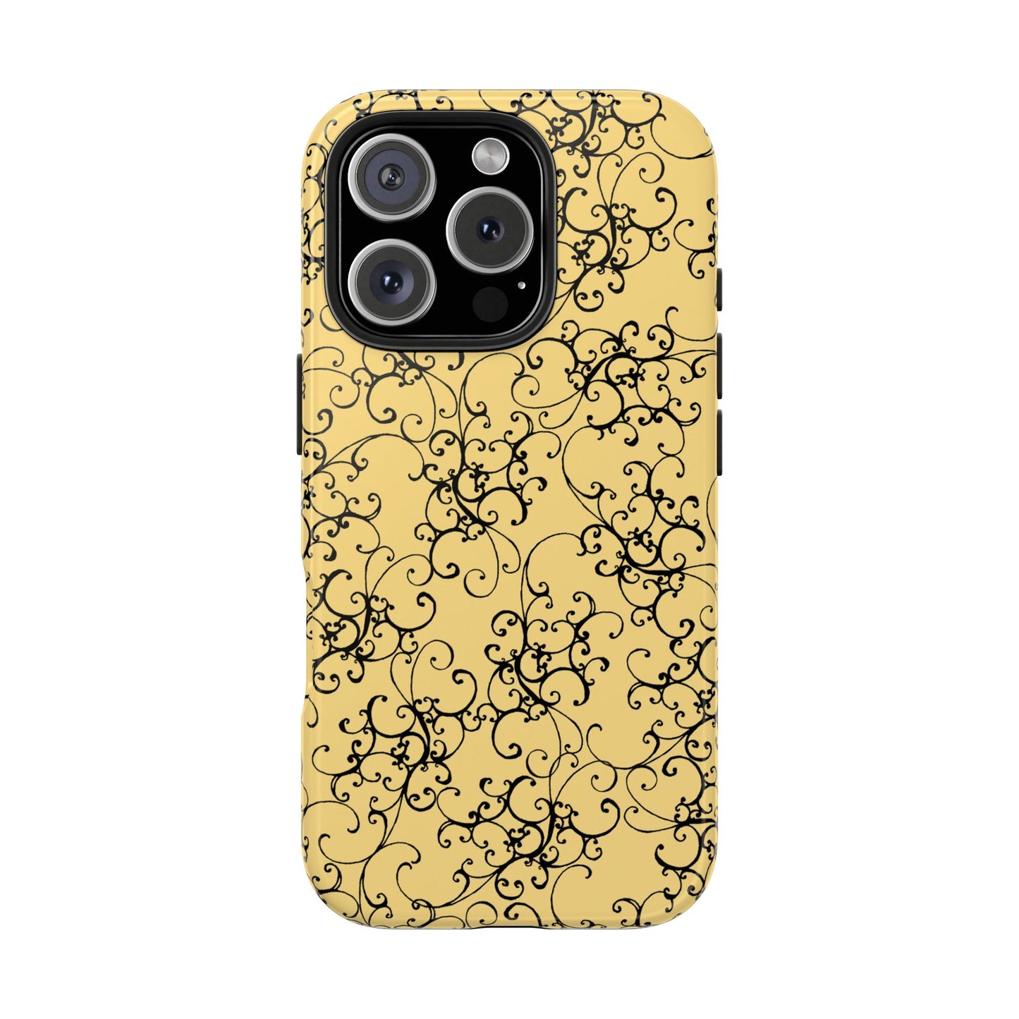 Elegant Scroll Yellow / Black Phone Case
