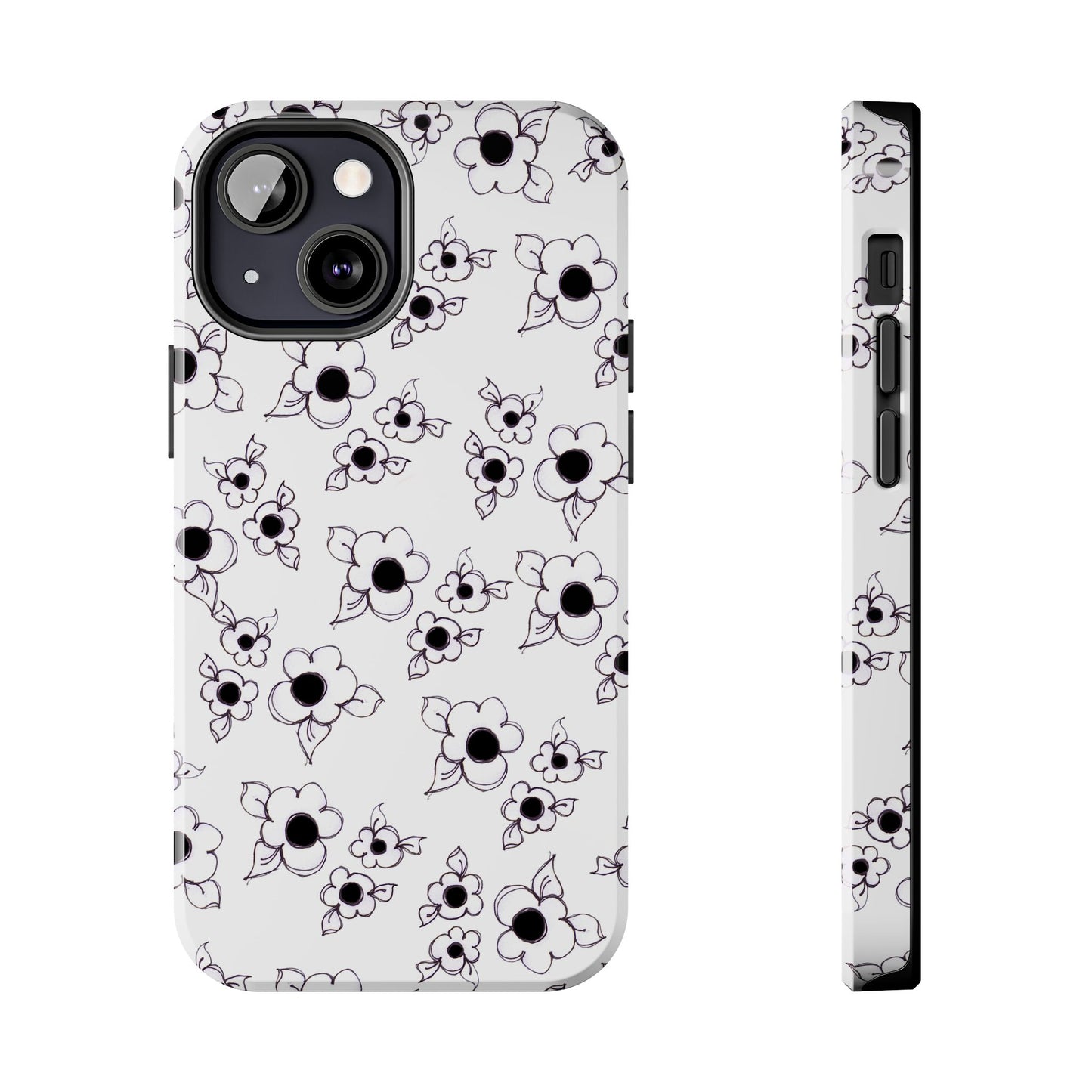 Daisy Cluster White / Black Phone Case