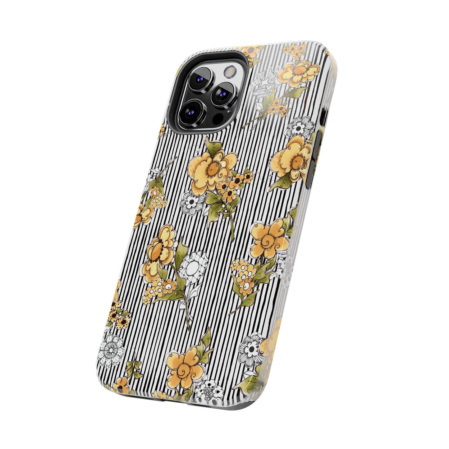 Bee Floral White / Black Phone Case