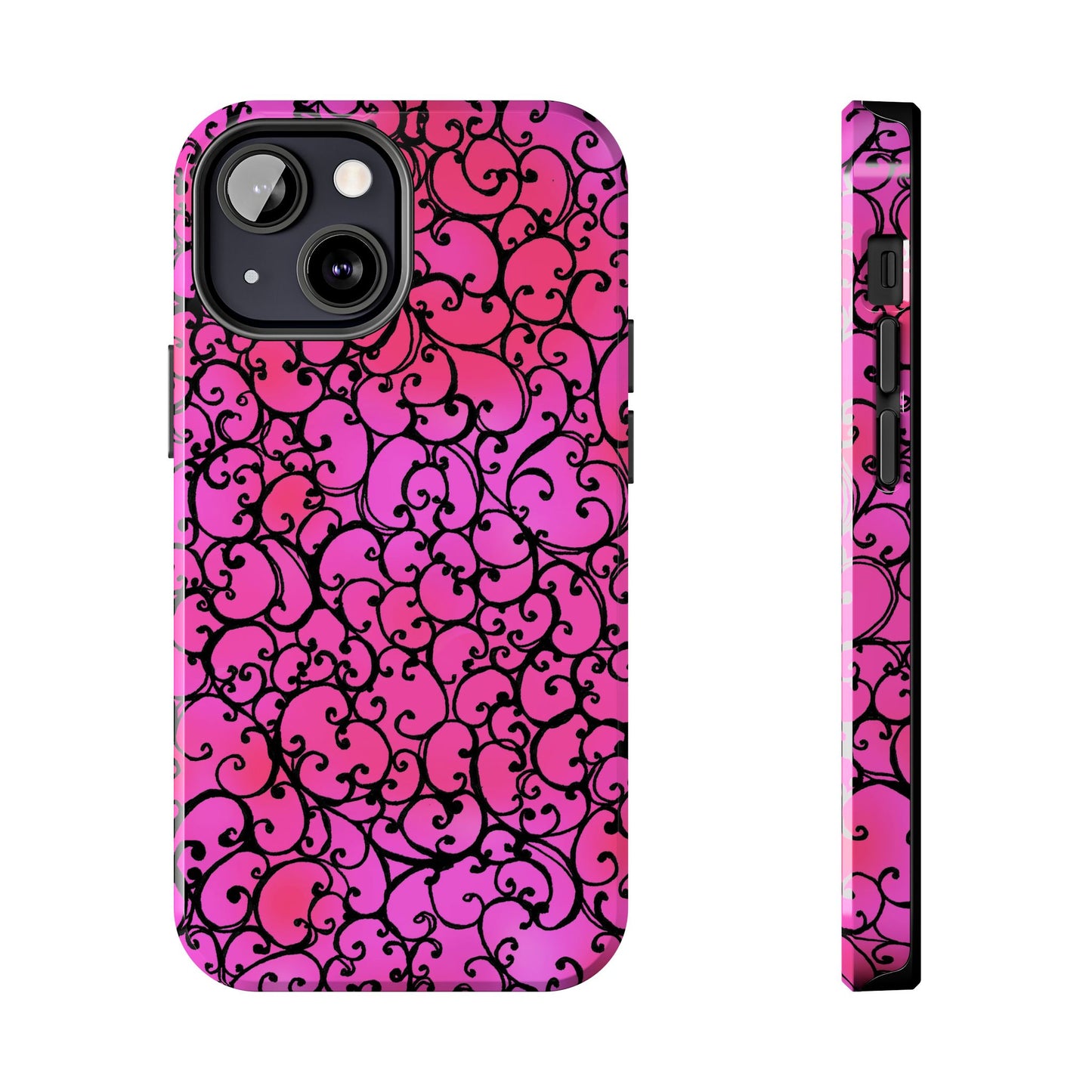 Scrollie Cerise / Black Phone Case