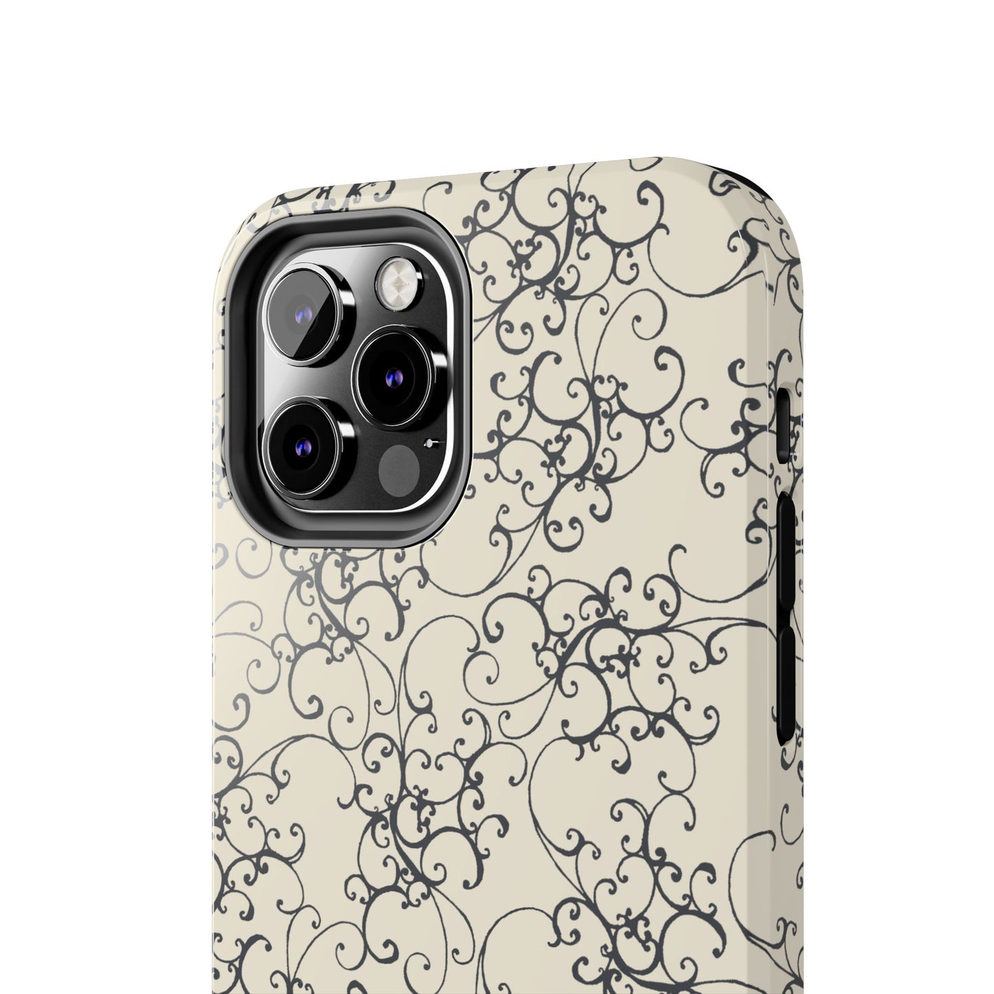 Elegant Scroll Ivory / Black Phone Case