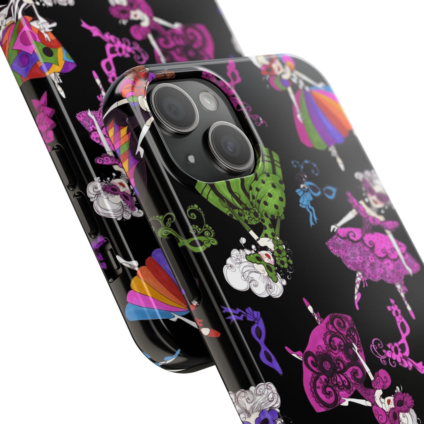 Tossed Masquerade Ladies Black Phone Case