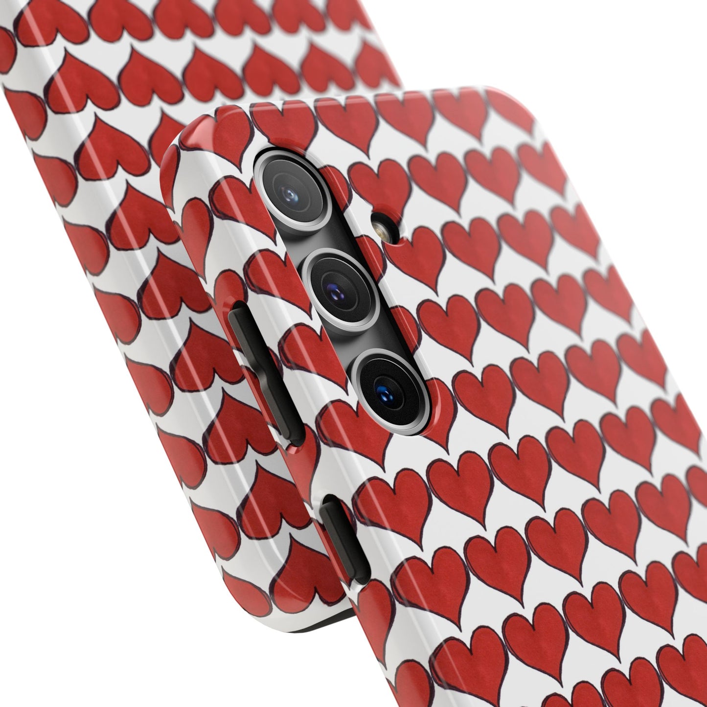 Heartbeats White / Red Phone Case
