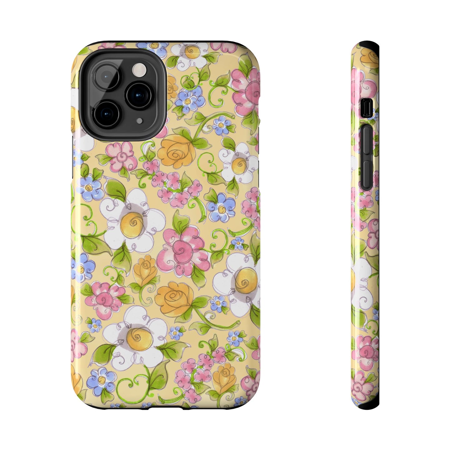 Flower Frolic Yellow Phone Case