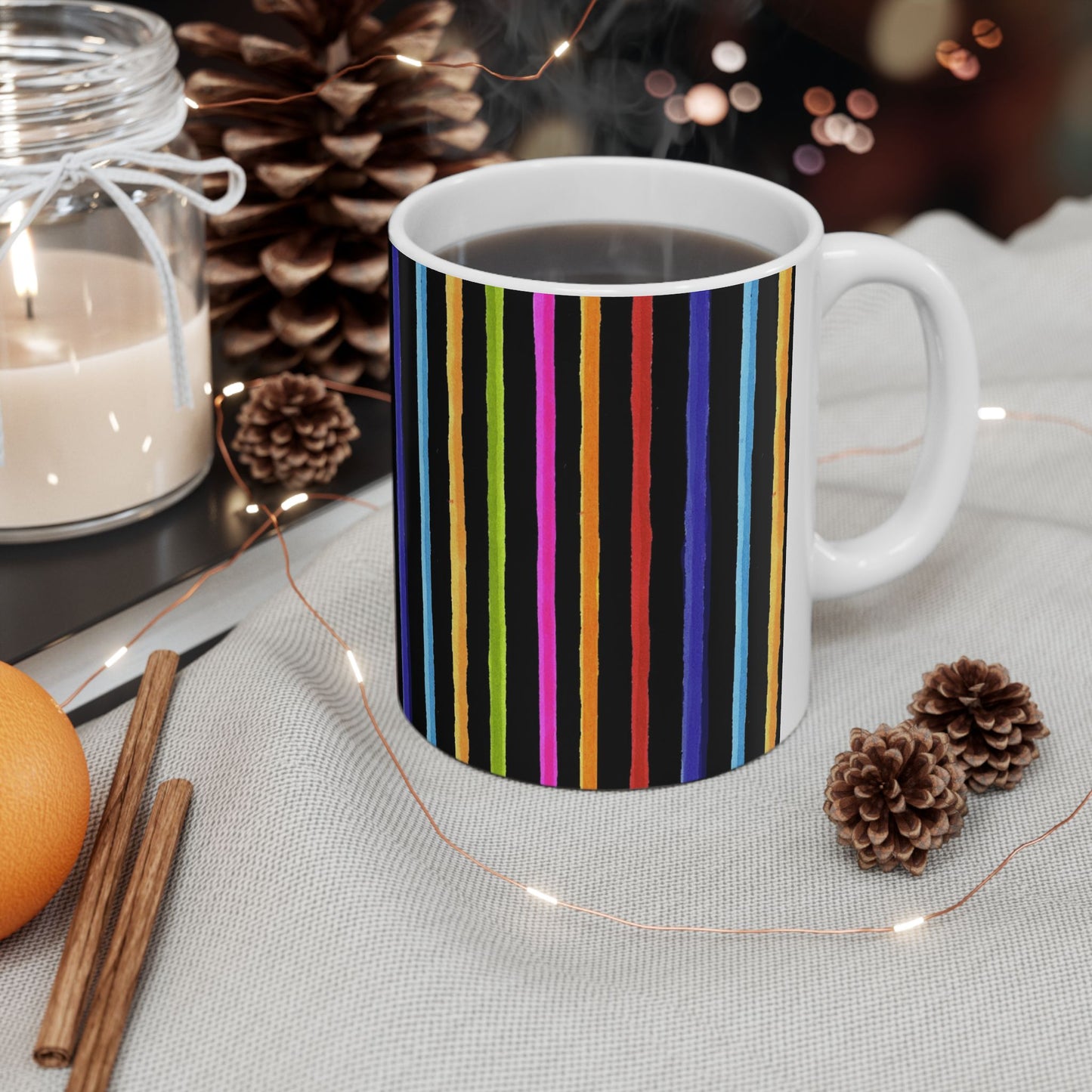 Happy Stripe Black Cup