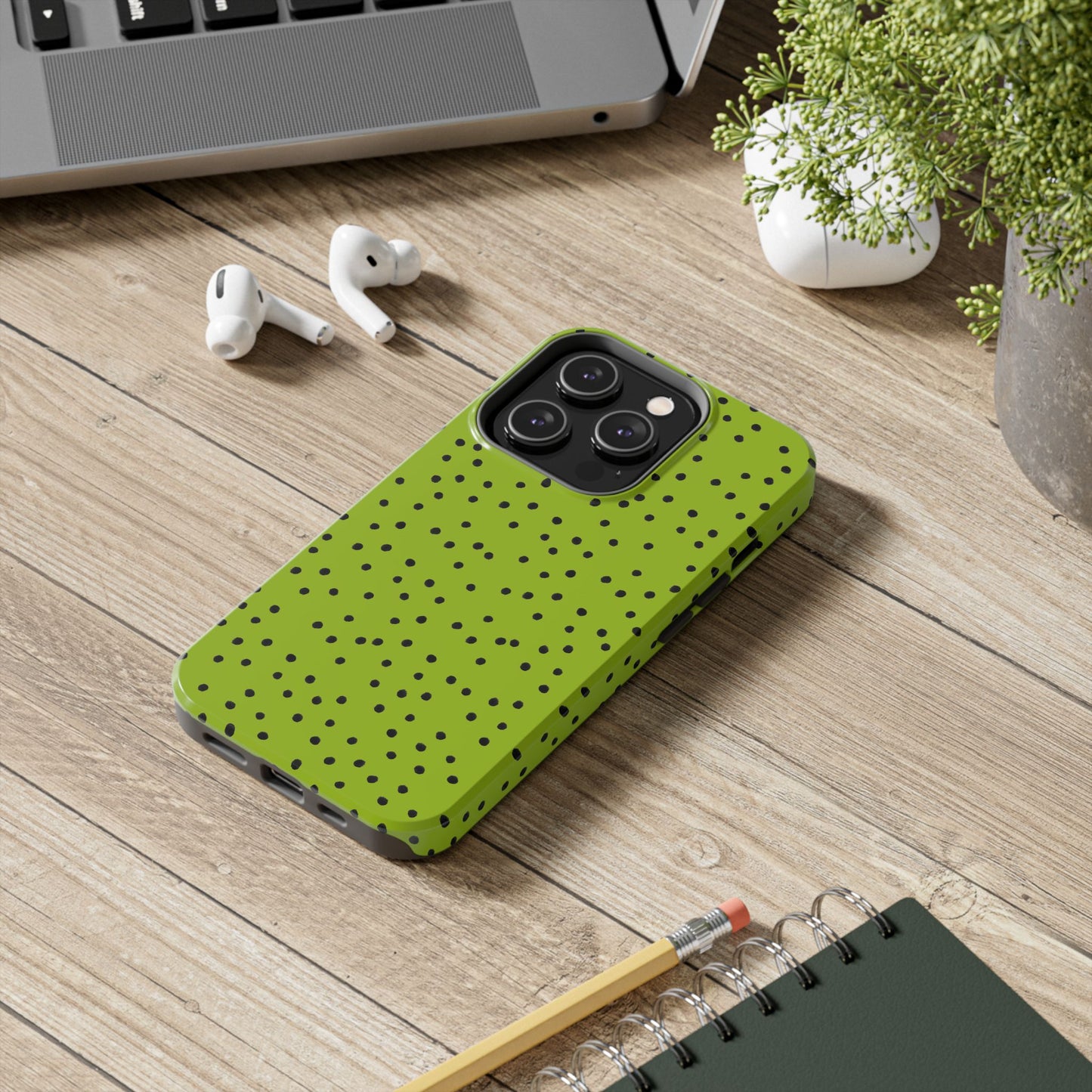 Dinky Dots Chartreuse / Black Phone Case