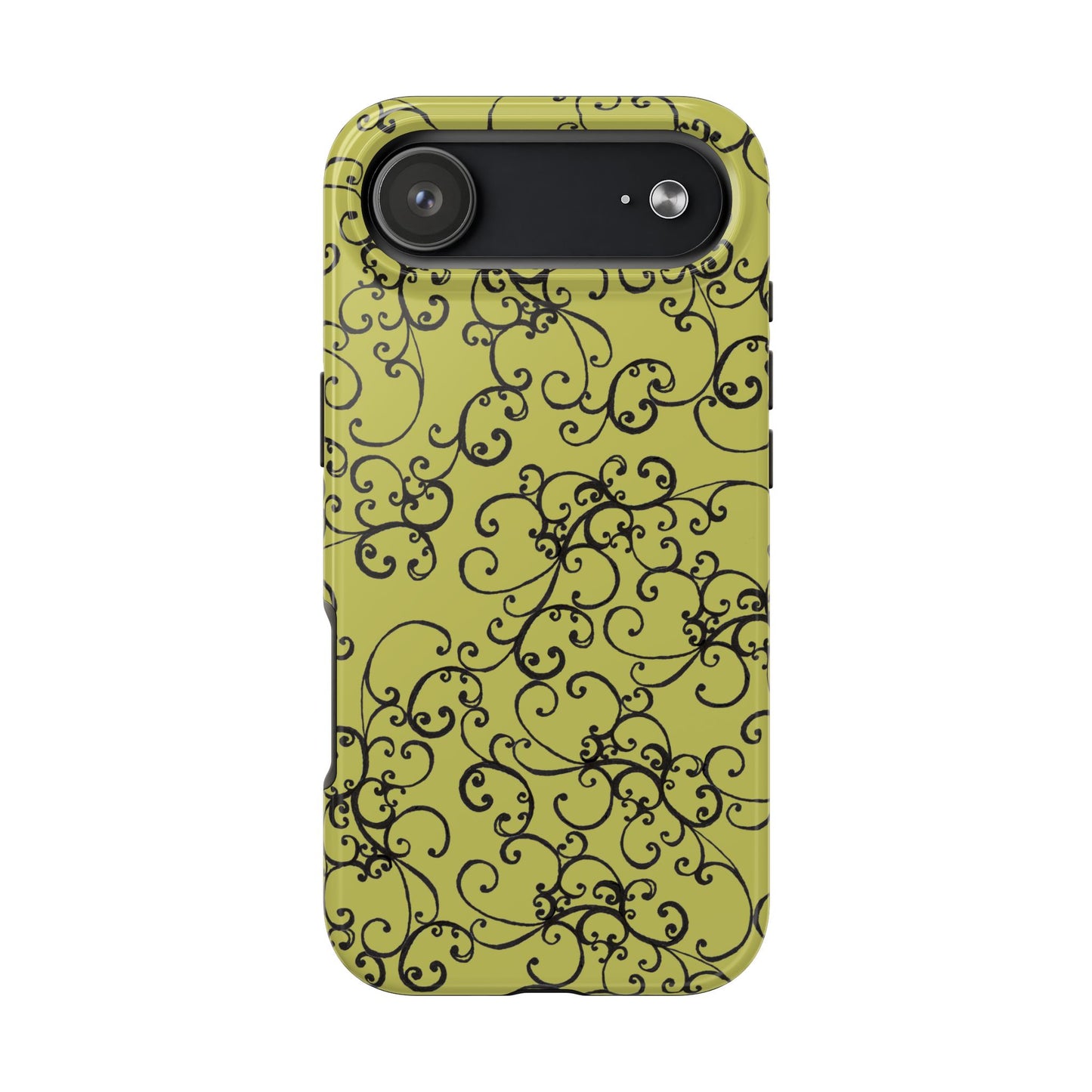 Elegant Scroll Green / Black Phone Case