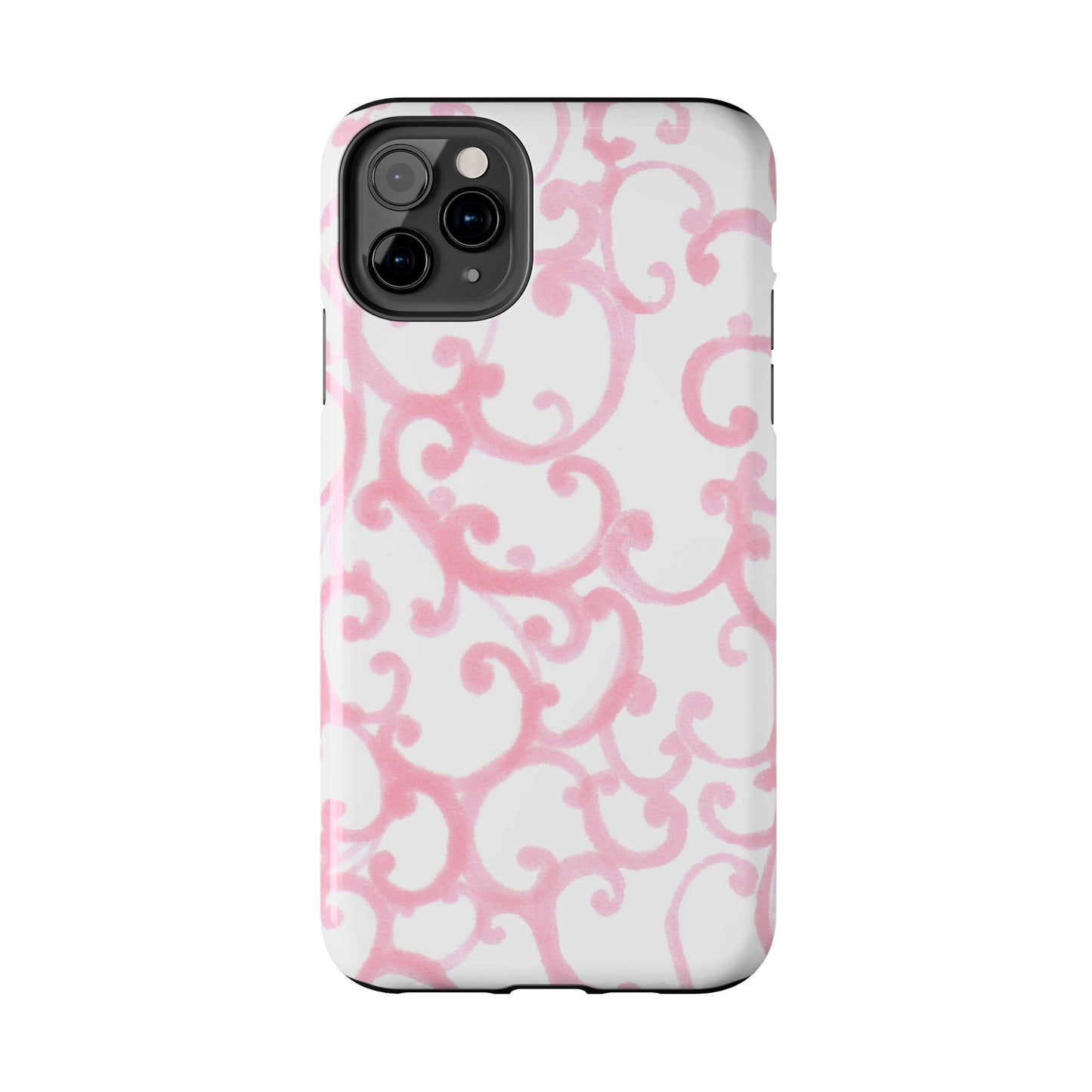 Scrollie White / Pink Phone Case