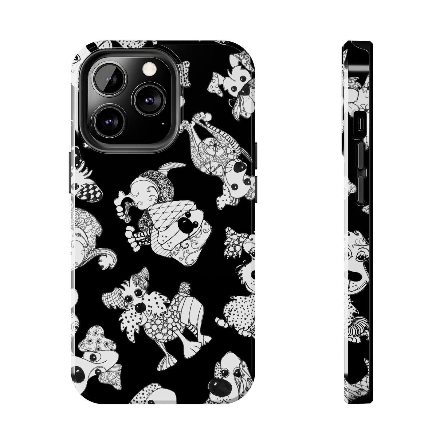 Doodle Dogs Black Phone Case