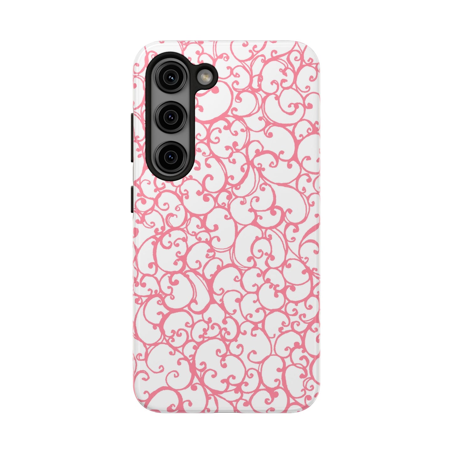 Scrollie White / Pink Phone Case